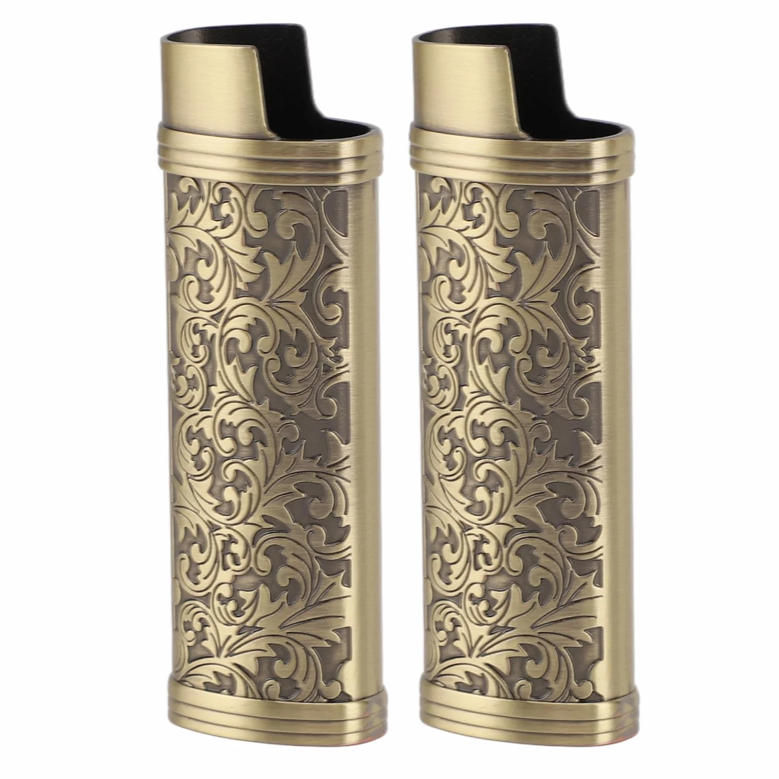 2 Szt. Metalowe Etui na Zapalniczkę z Wytłoczonym Kwiatem w Stylu Vintage, Etui na Zapalniczkę ze Stopu Cynku, Pokrowiec na Zapalniczkę w Stylu Vintage do Ochrony Zapalniczki