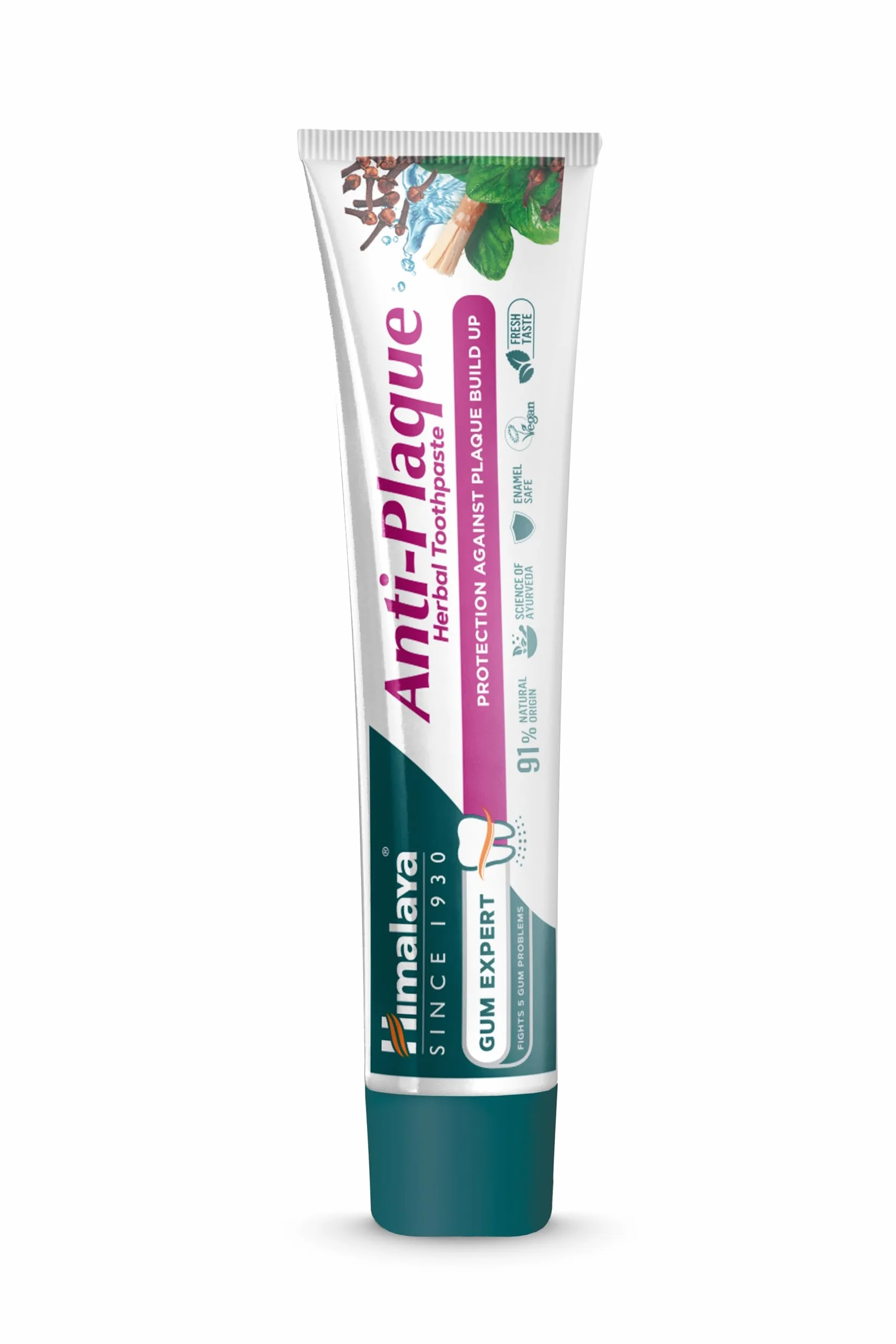 Himalaya Anti-Plaque Ziołowa Pasta do Zębów 75 ml | Skład Naturalnego Pochodzenia | Ochrona przed Płytką Nazębną | Wegańska Formuła bez Fluoru| Bezpieczna dla Szkliwa | Świeży Oddech