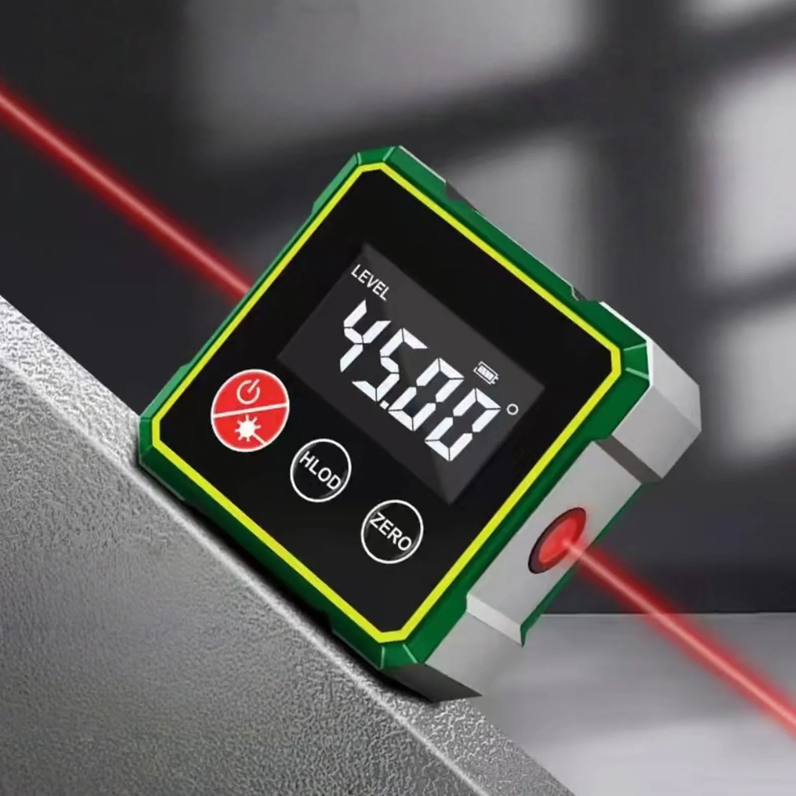 Cyfrowy kątomierz z wyświetlaczem LCD, poziomica magnetyczna IP54, dokładność 0,1°, ładowany USB