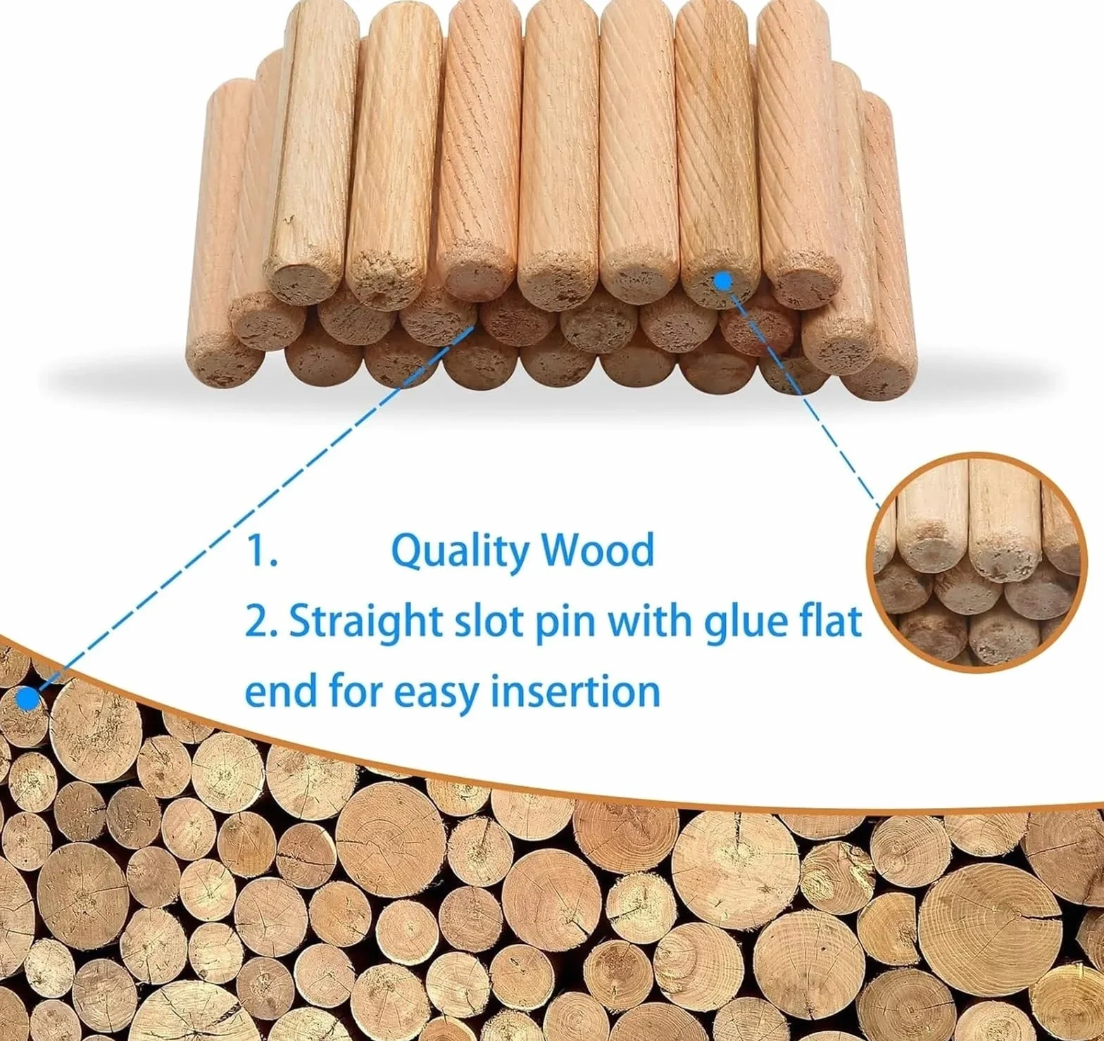 Wspólne kołki łączące, 1000 sztuk/paczka Okrągły 6 * 40 mm 8 10 Szuflada szafki karbowany DIY Obróbka drewna do przyrządów kołków Wiertarka mebli Rzemiosło(10x40)