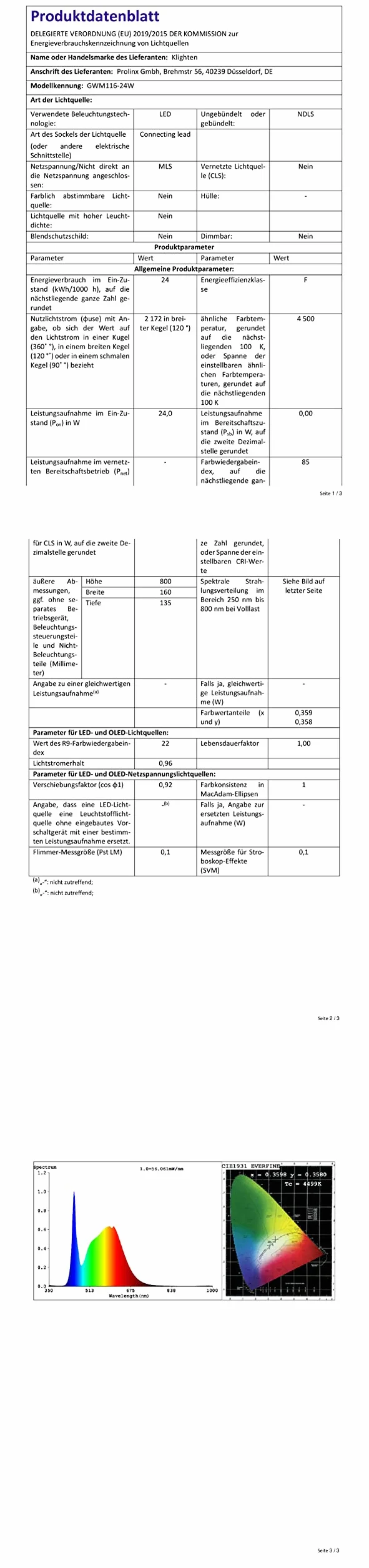 Klighten Lampa LED do lustra łazienkowego 80 cm 24 W 100 lumenów IP44 4500 K czarna