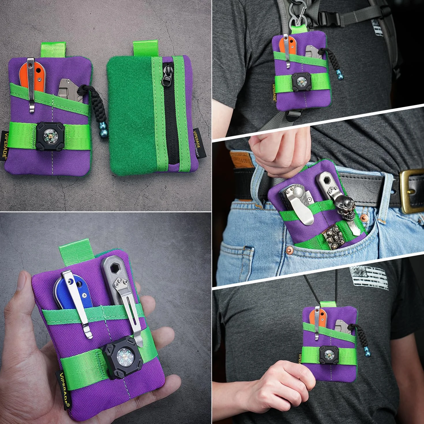 VIPERADE VE15 Mini organizer kieszonkowy EDC, torba na narzędzia z miejscem na naszywki, portfel na monety, czarny
