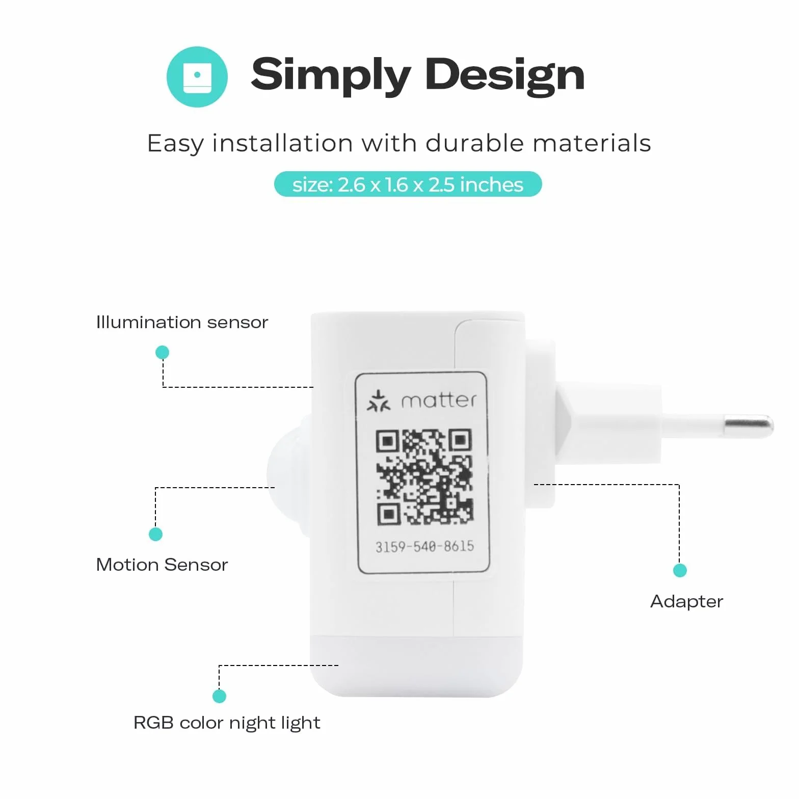 THIRDREALITY Smart Color Night Light, Matter Over WiFi, 3-1 Multi-Functionality, Work with SmartThings, Google Home, Apple Home, Alexa
