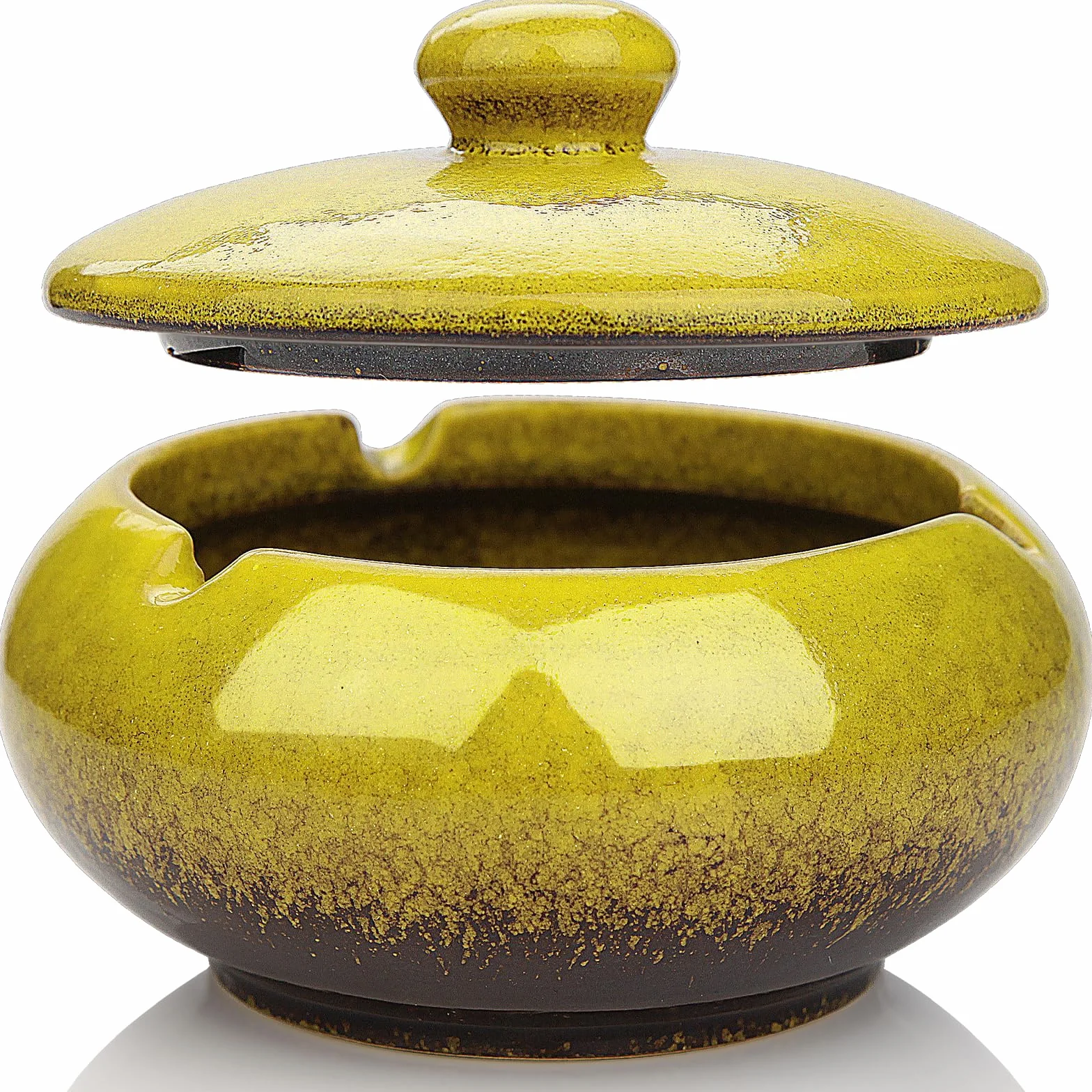 Ceramiczna popielniczka do papierosów, z pokrywką, retro, wiatroszczelna, bezzapachowa, na zewnątrz, dla domu, biura, sypialni, balkonu, stolik kawowy, żółta