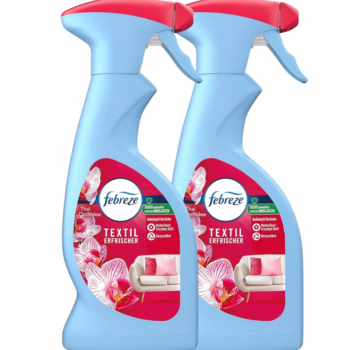 2 x Febreze Thai Orchidea odświeżacz do tekstyliów po 375 ml usuwa zapachy tekstyliów
