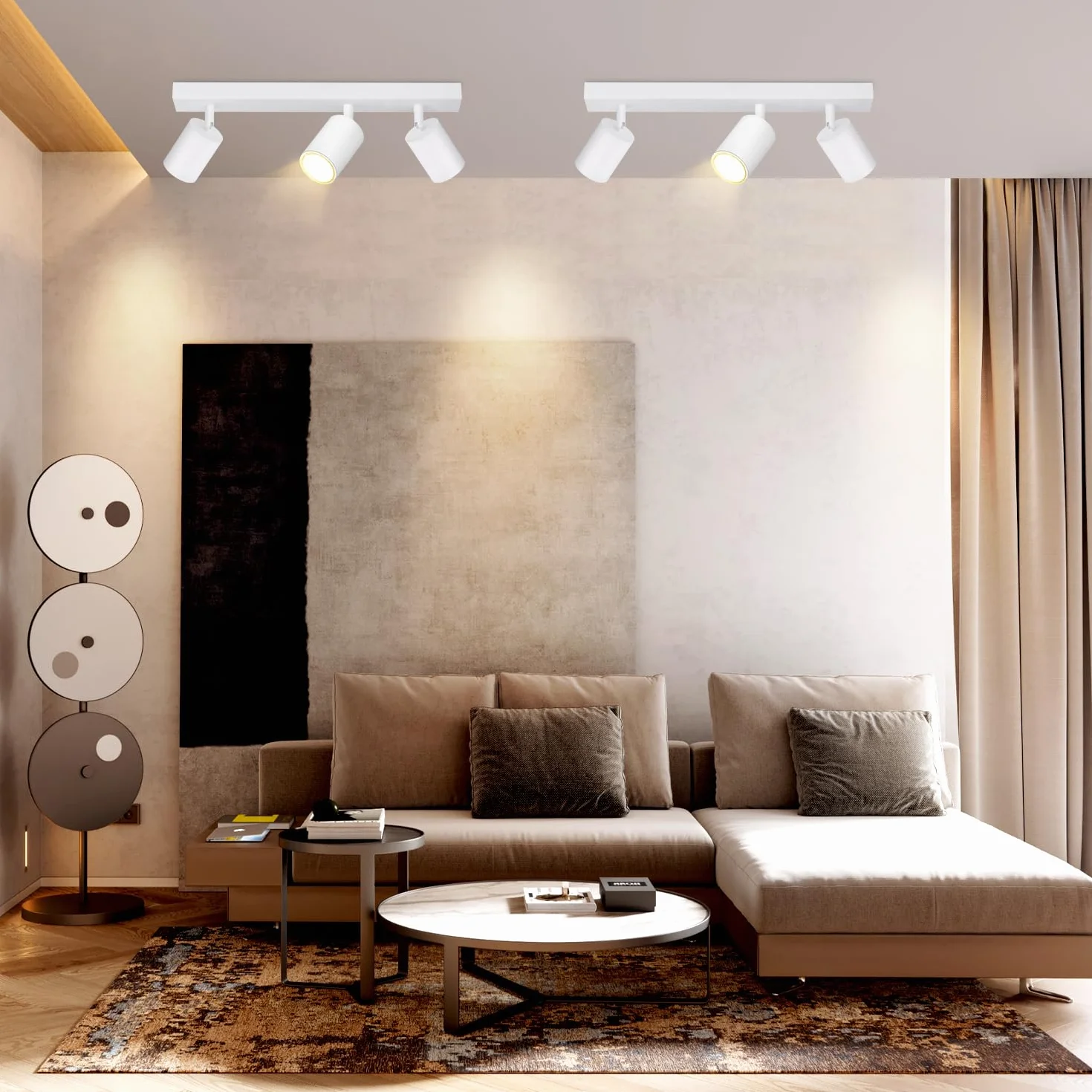 Homefire Lampa sufitowa LED z 3 płomieniami - obracana o 350° do wnętrz przemysłowych GU10 Spot lampa sufitowa Białe Spoty Nowoczesny Spot sufitowy do salonu, kuchni, sypialni, bez żarówek