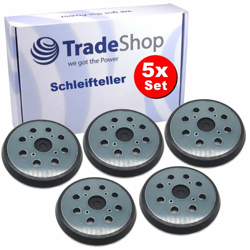 5 x Trade-Shop talerz szlifierski na rzep, talerz podporowy/talerz samoprzylepny do AEG EX 125 E EX 125 ES Milwaukee ROS 125 E szlifierka mimośrodowa / średnica 125 mm