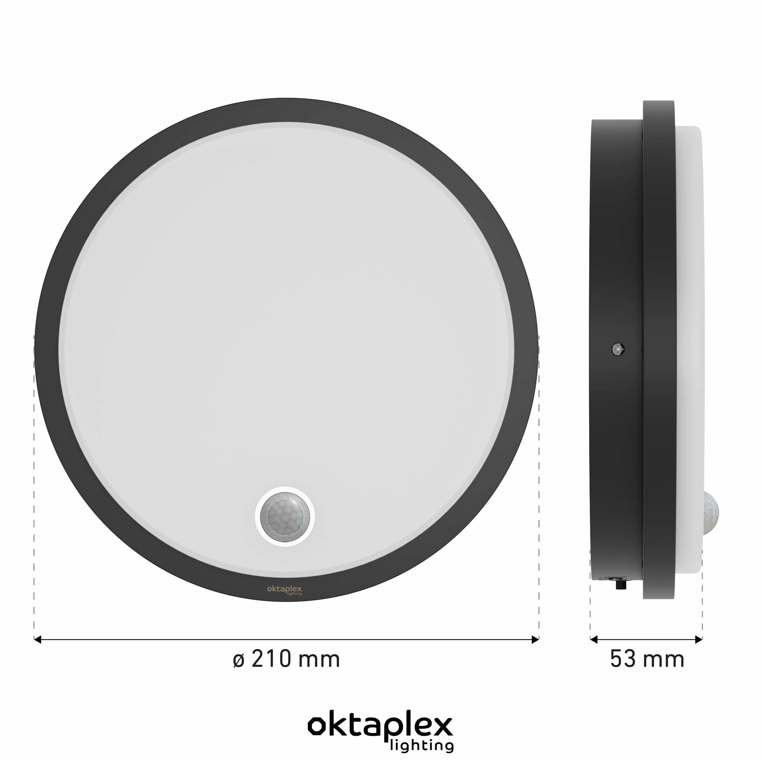 Oktaplex Plato lampa zewnętrzna z czujnikiem ruchu 3000K ciepła biel i przełącznik światła ciągłego 1010lm lampa ścienna LED IP65 okrągła antracytowa 10,5W 230V