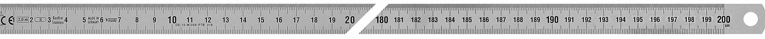 Vogel Germany Stalowa miarka 2000 mm (giętka konstrukcja, nierdzewna taśma sprężynowa, nieoślepiająca powierzchnia, przekrój 18 x 0,5 mm) 10120200