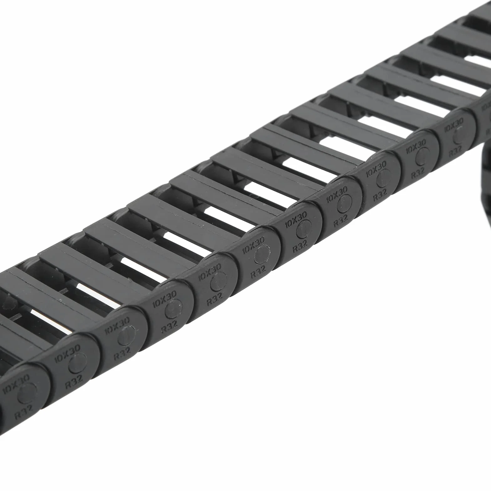R32 10 X 30mm Wewnętrzny łańcuch do Przeciągania, 1 Metr Długości Czarny Plastikowy Elastyczny Przewód Kablowy z Końcowym łańcuchem Kablowym do Maszyn Elektrycznych, Drukarki 3D, Grawerów CNC