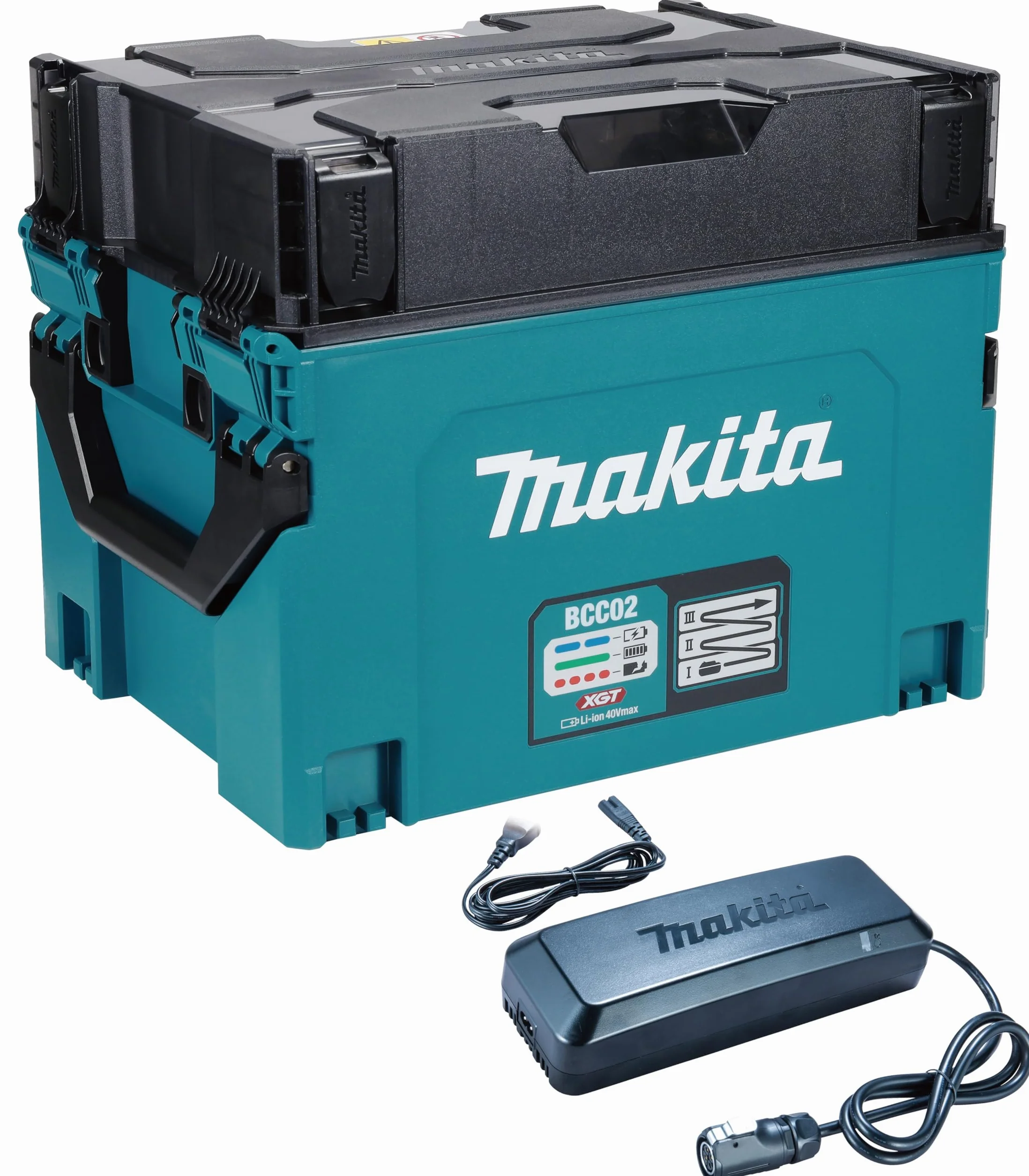 Makita Walizka do ładowania akumulatora BCC02, 40 V maks., 12 gniazd, kompatybilna z XGT