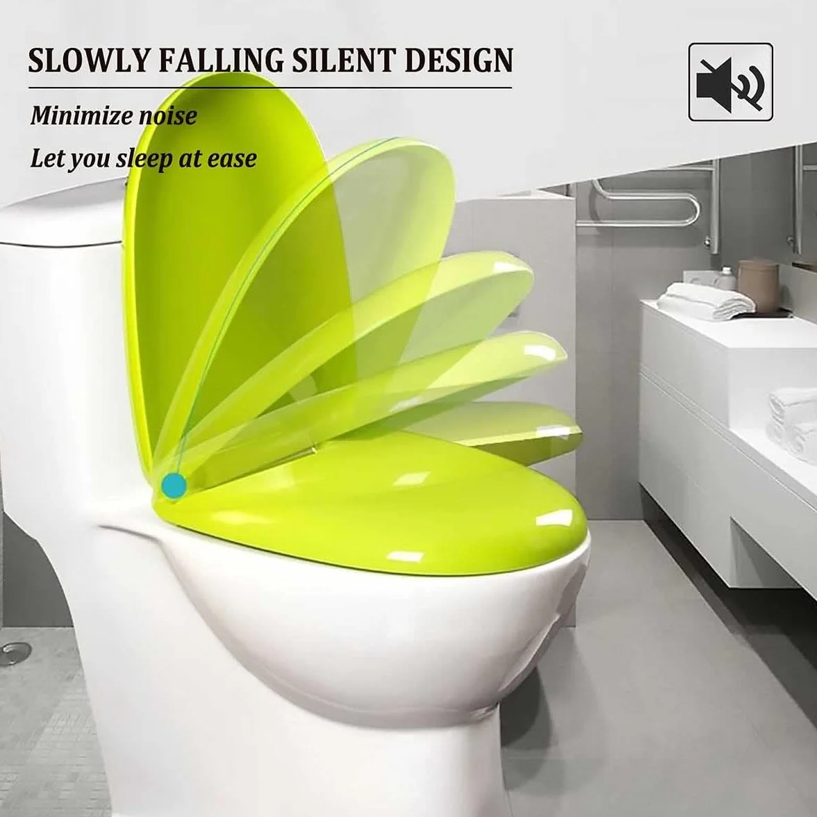 Deska sedesowa z miękkim domykaniem w kształcie litery V żółta deska sedesowa z funkcją powolnego zamykania łatwa instalacja i czyszczenie trwały i stylowy design do nowoczesnych łazienek