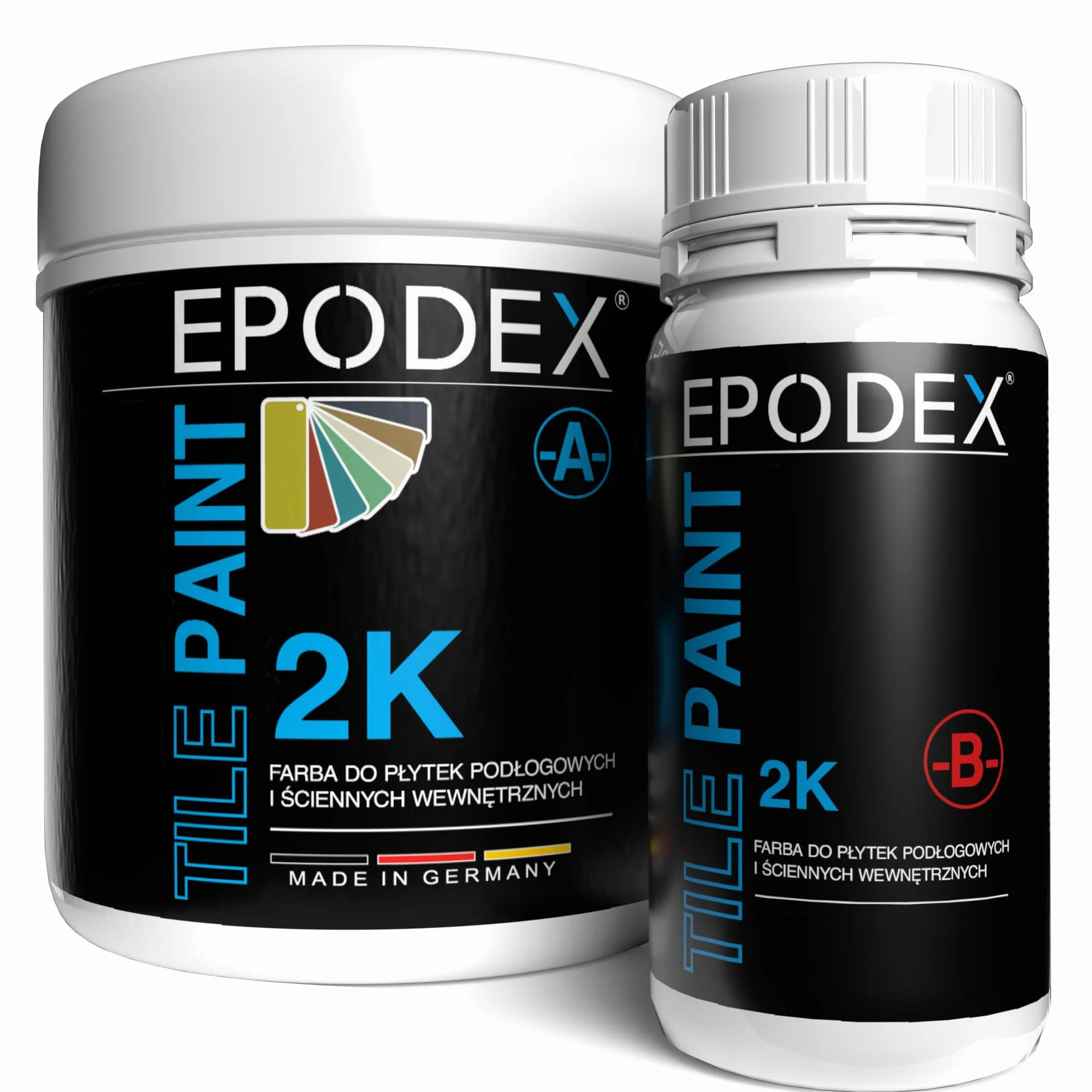EPODEX Lakier do płytek 2K – Farba epoksydowa na ściany i podłogi do łazienki i kuchni – Biały, szary, beż i inne kolory - 1,8 kg (7 m² dla 2 warstw)