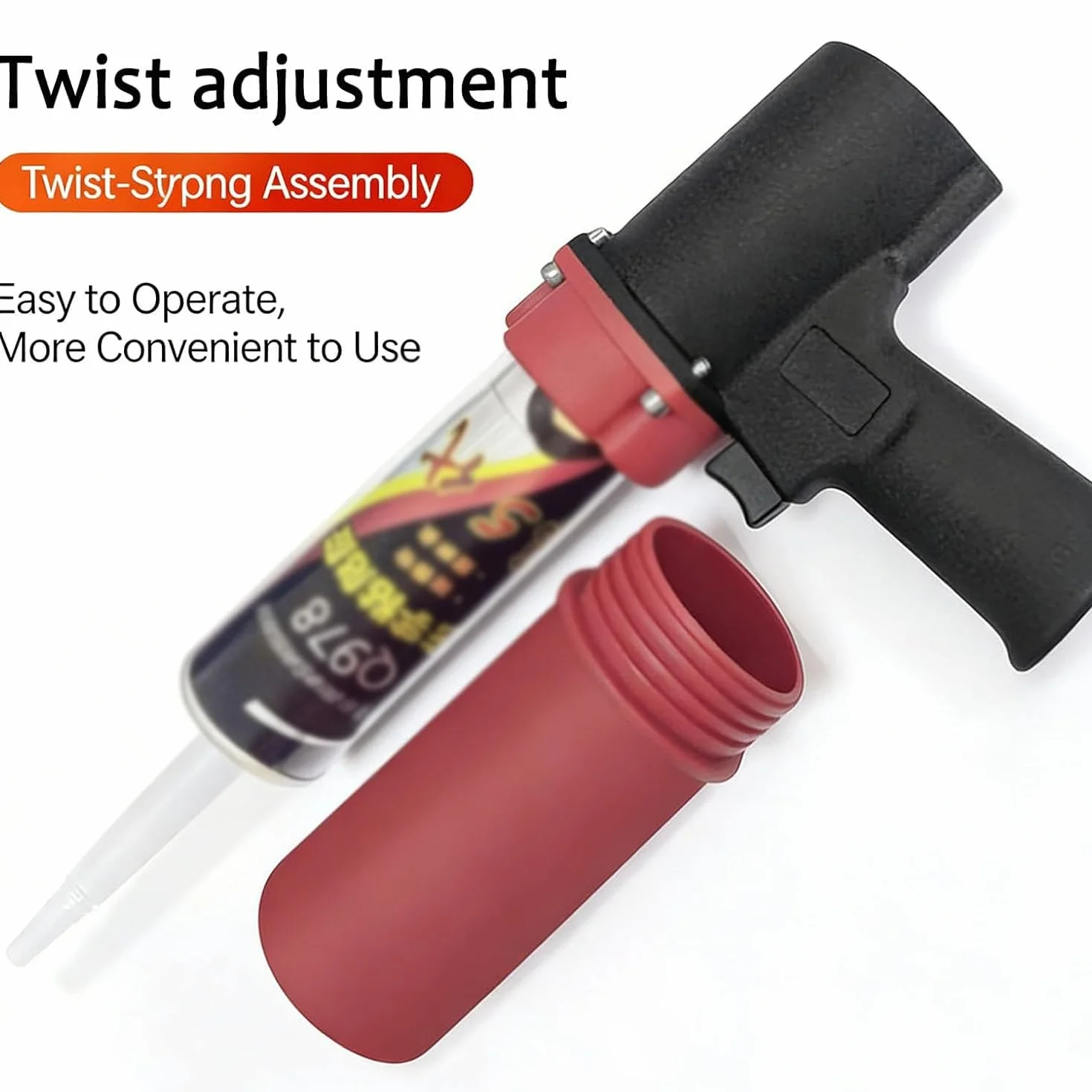 Pneumatyczny pistolet uszczelniający 300 ml, z manometrem, równomierne rozprowadzanie, brak pęknięć produktu, regulowana prędkość, do klejenia szkła, silikonu, naprawy karoserii i stałej