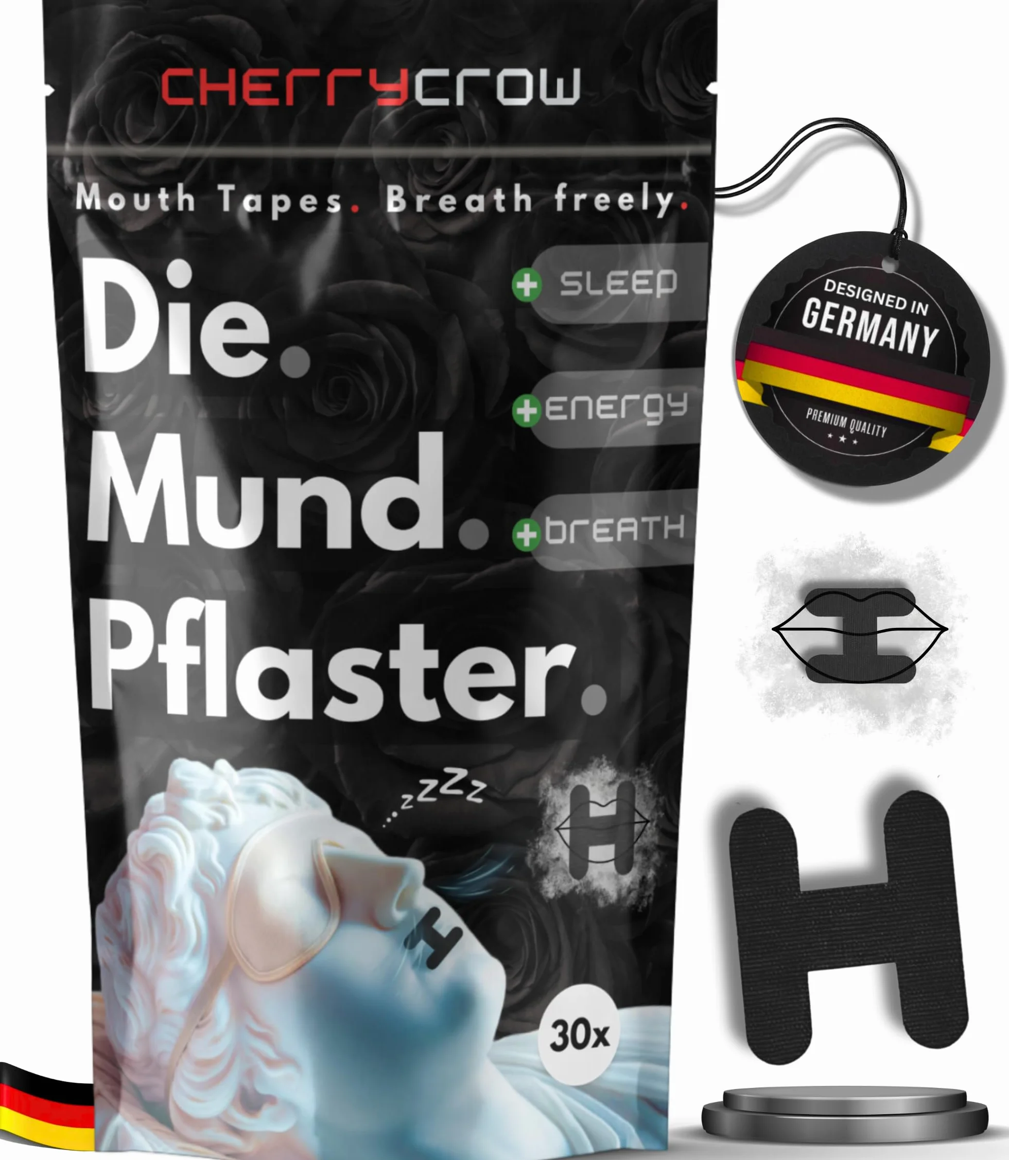 Plastry na usta 30 sztuk Black Mouth Tape oddychanie przez nos ochrona przed chrapaniem