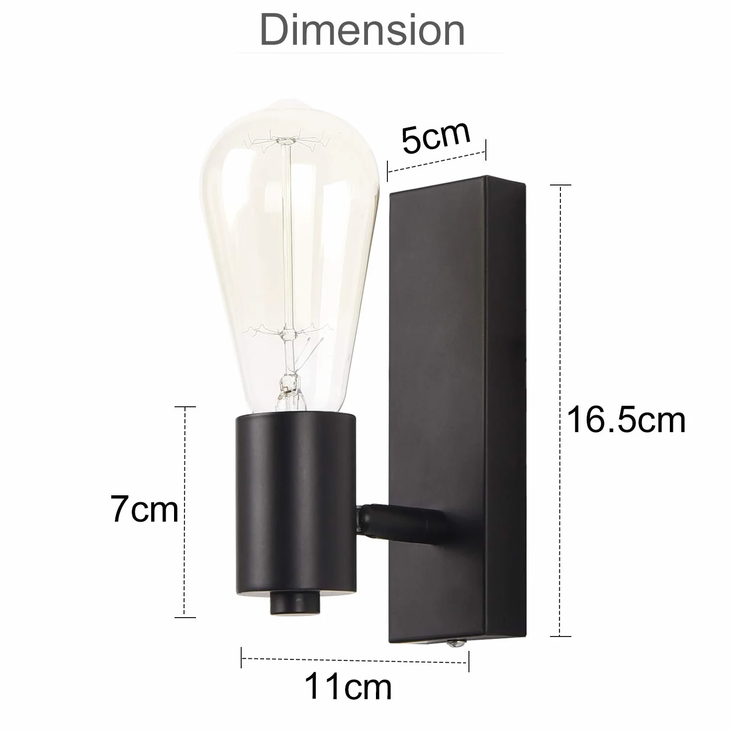 Lightess Kinkiet wewnętrzny, czarny retro, lampa ścienna E27, wychylna, vintage, reflektor ścienny, rustykalna lampa przemysłowa, oświetlenie ścienne do salonu, sypialni, jadalni, pokoju dziecięcego