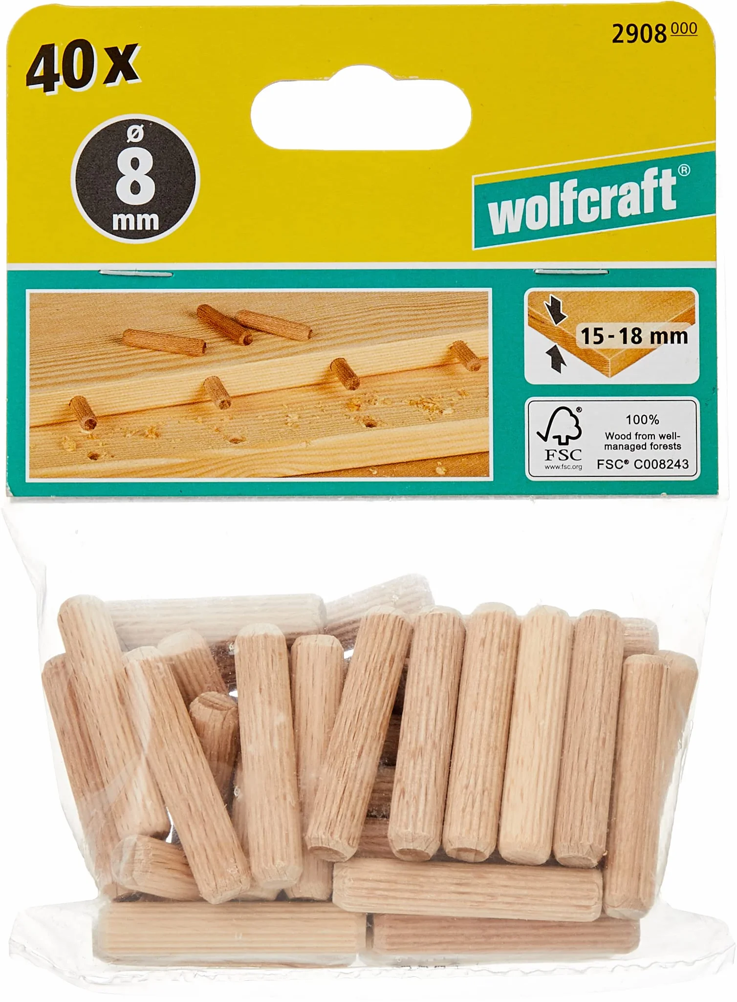 wolfcraft Kołki ustalające I 2908000 I do stosowania w fugach drewnianych