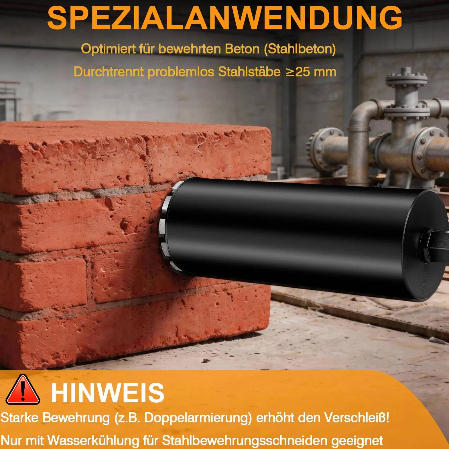 Diamentowa koronka wiertnicza Ø 132 mm z SDS Plus, 1 ¼" diamentowa koronka wiertnicza, L 460 mm, pogłębiacz puszek koronka wiertnicza wiertło rdzeniowe wiertło do wiercenia na mokro/sucho, otwornica