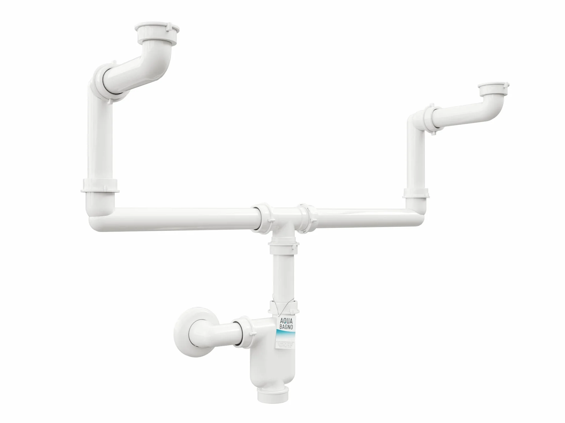 Aqua Bagno Syfon oszczędzający miejsce do umywalki – syfon meblowy – syfon oszczędzający miejsce – syfon płaski – łazienka – regulowany elastycznie – G 1 1/4 cala – DN32 – podwójna umywalka