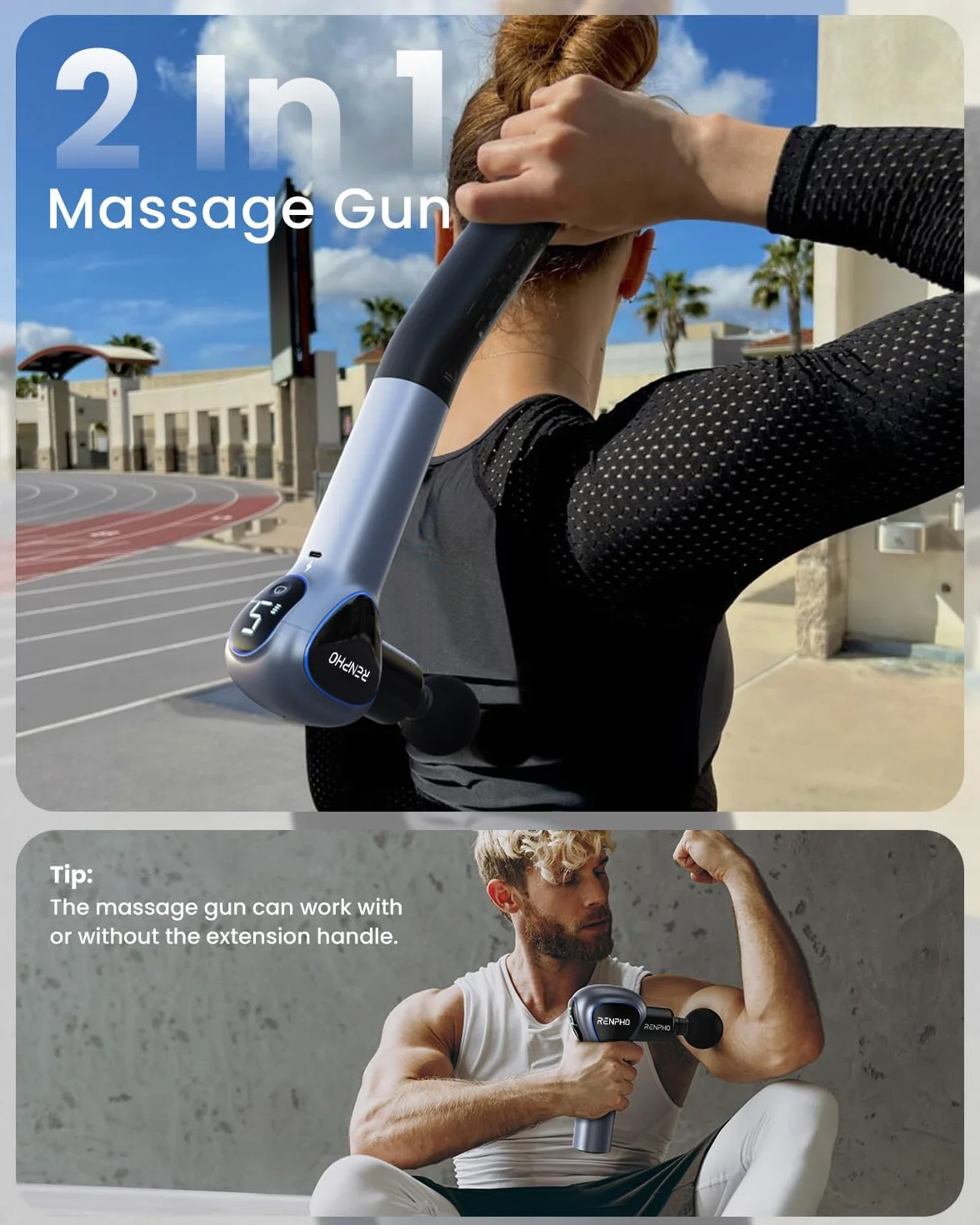 RENPHO Pistolet do Masażu z Odłączanym Uchwytem, Massage Gun z Dotykowym Ekranem LED