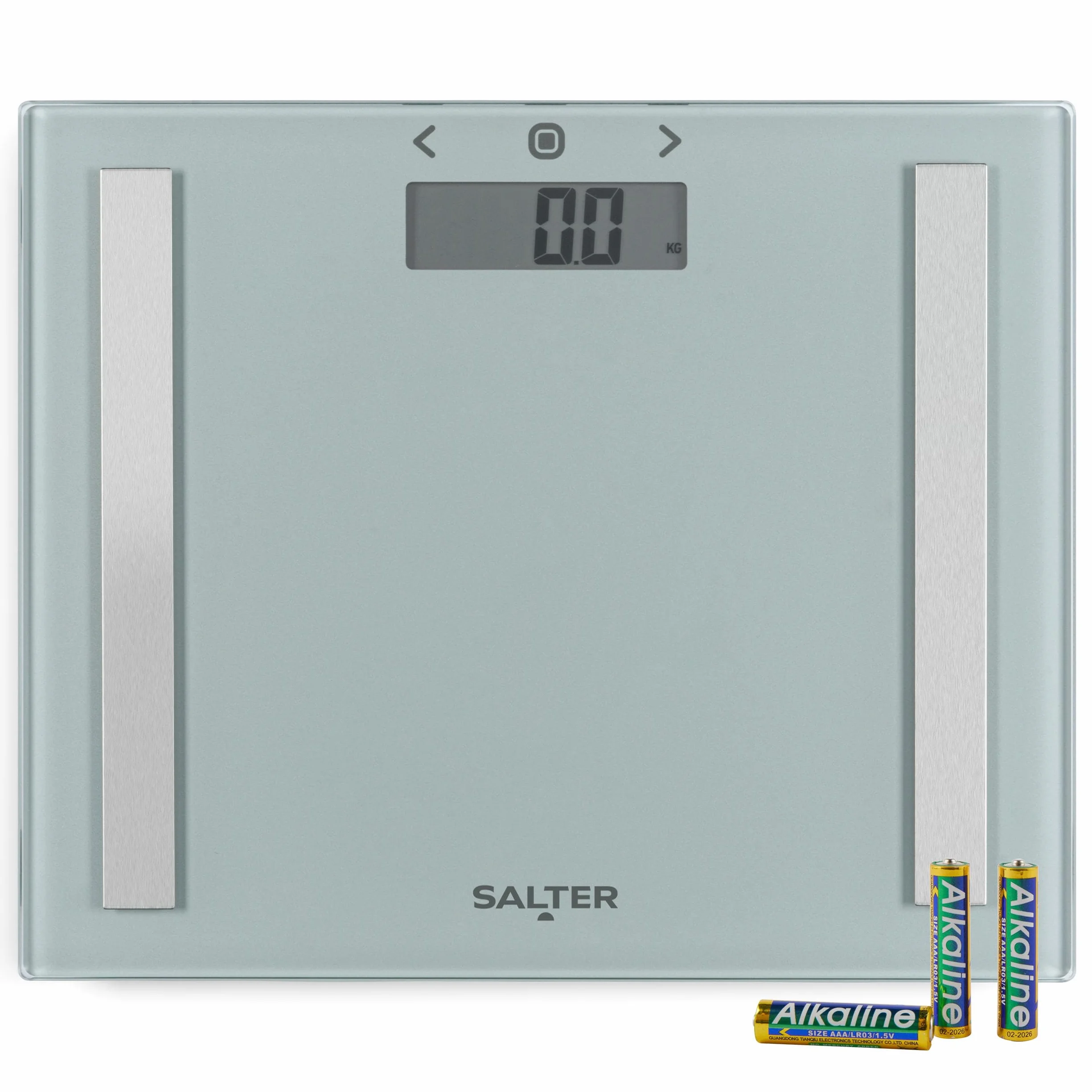Salter 9113 SV3R Compact Glass Analyser Scale, 150 kg, 8 User Memory, Athlete Mode, Measures Weight, Body Fat/Water, BMI, Carpet Feet, Silver
