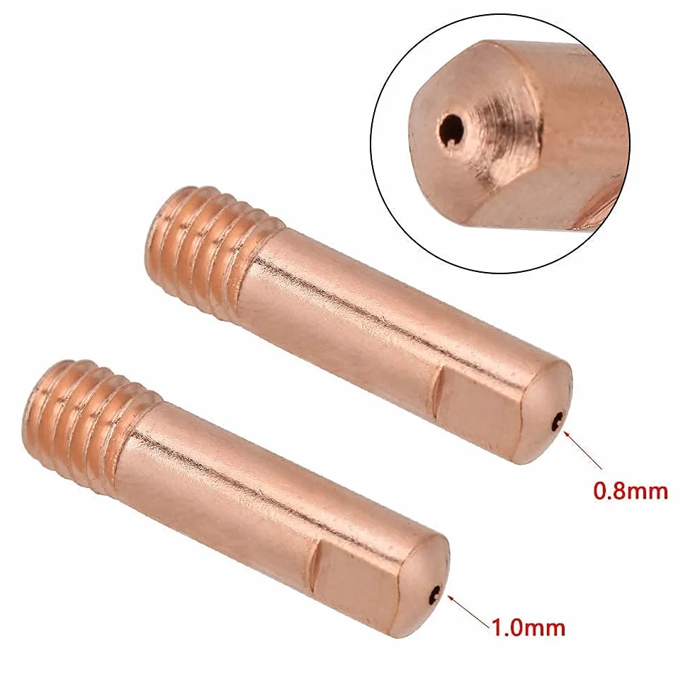 20 sztuk końcówka stykowa 0.8mm 1.0mm miedziana końcówka stykowa do 15AK MIG MAG palnik do spawania materiały eksploatacyjne (1.0)