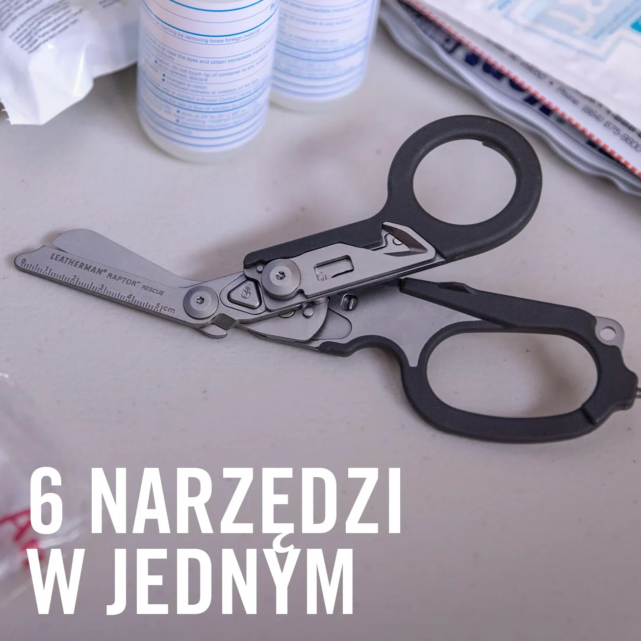 Leatherman Raptor Rescue, Niebiesko-Żółty z Kaburą Użytkową | Nożyczki Ratunkowe z Ostrzem do Pasów i Łamaczem Szkła