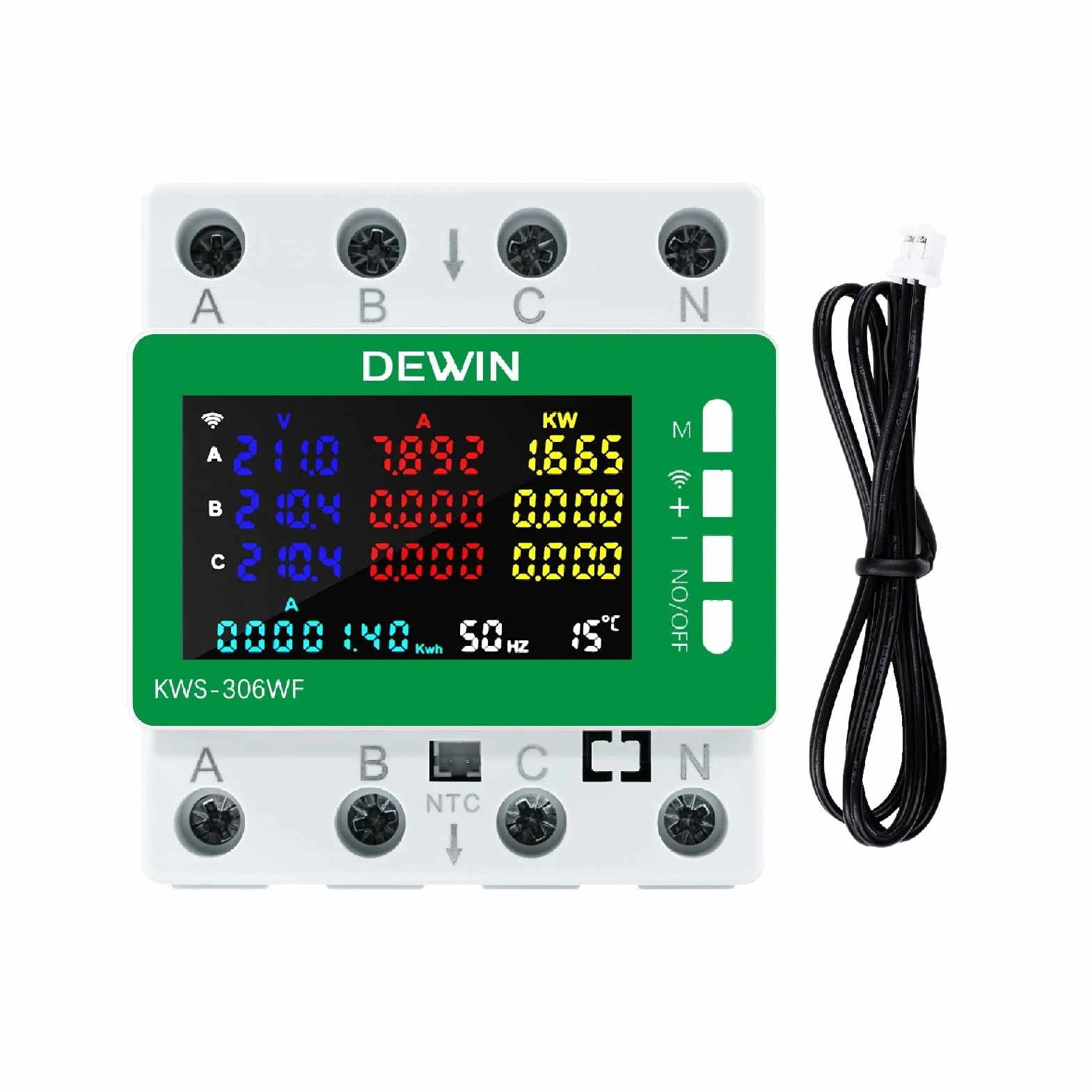 DEWIN Trójfazowy licznik energii elektrycznej Wifi, 9 w 1 Tuya Smart 80A 220VAC Licznik energii elektrycznej Wifi z pomiarem ochrony przed przepięciem, podnapięciem itp.