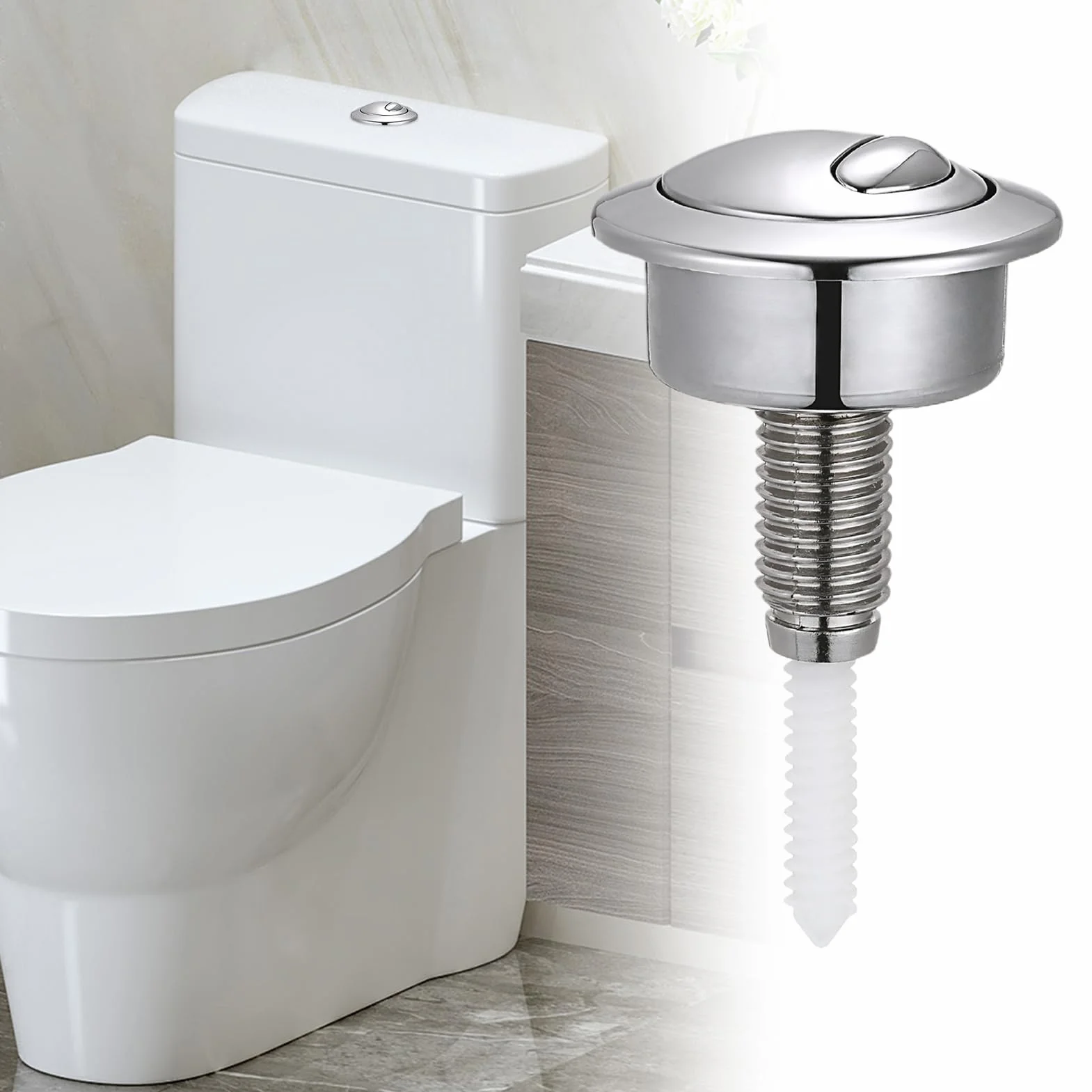 Generisch Zawór spustowy z podwójnym przyciskiem, zamiennik przycisku WC, podwójna ga?ka do sp?ukiwania WC, okr?g?y przycisk sp?ukiwania toalety, przycisk sp?ukiwania toalety, zbiornik wod?