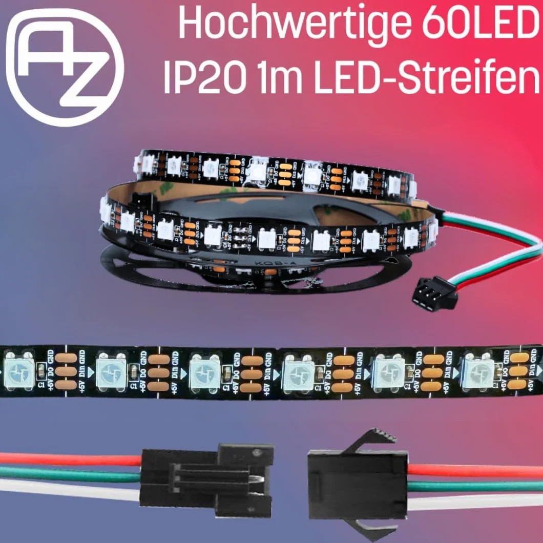 AZDelivery 1M WS2812B 60 diod LED/m 60 pikseli/m / m taśma LED RGB adresowalna taśma LED 5050 SMD LED IP20 czarna, niewodoszczelna