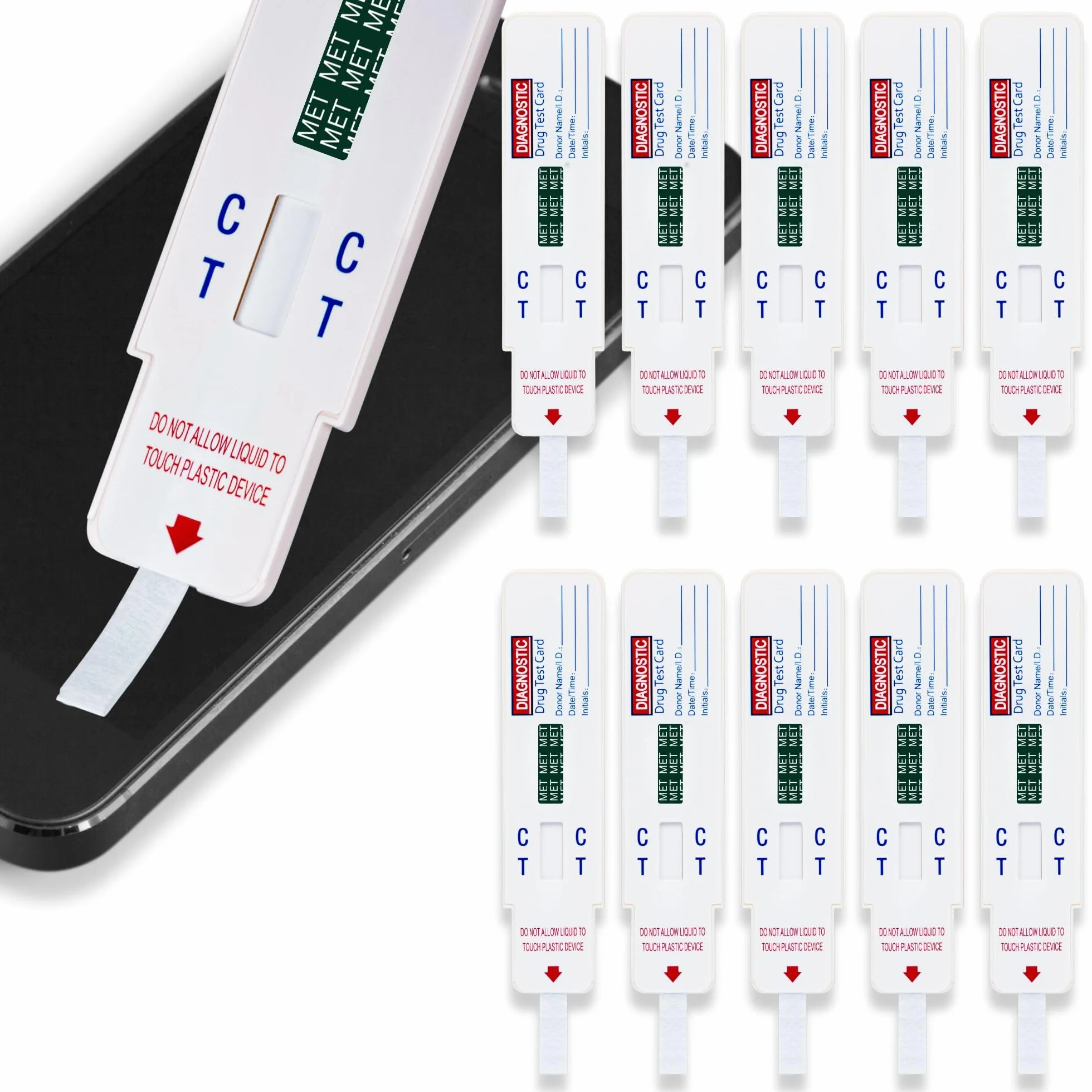 10 x metamfetamina waciki do testowania narkotyków – wykrywanie pozostałości metamfetaminy na telefonach komórkowych, ławkach i narzędziach – szybki test wycierania i zanurzania – szybkie rezultaty