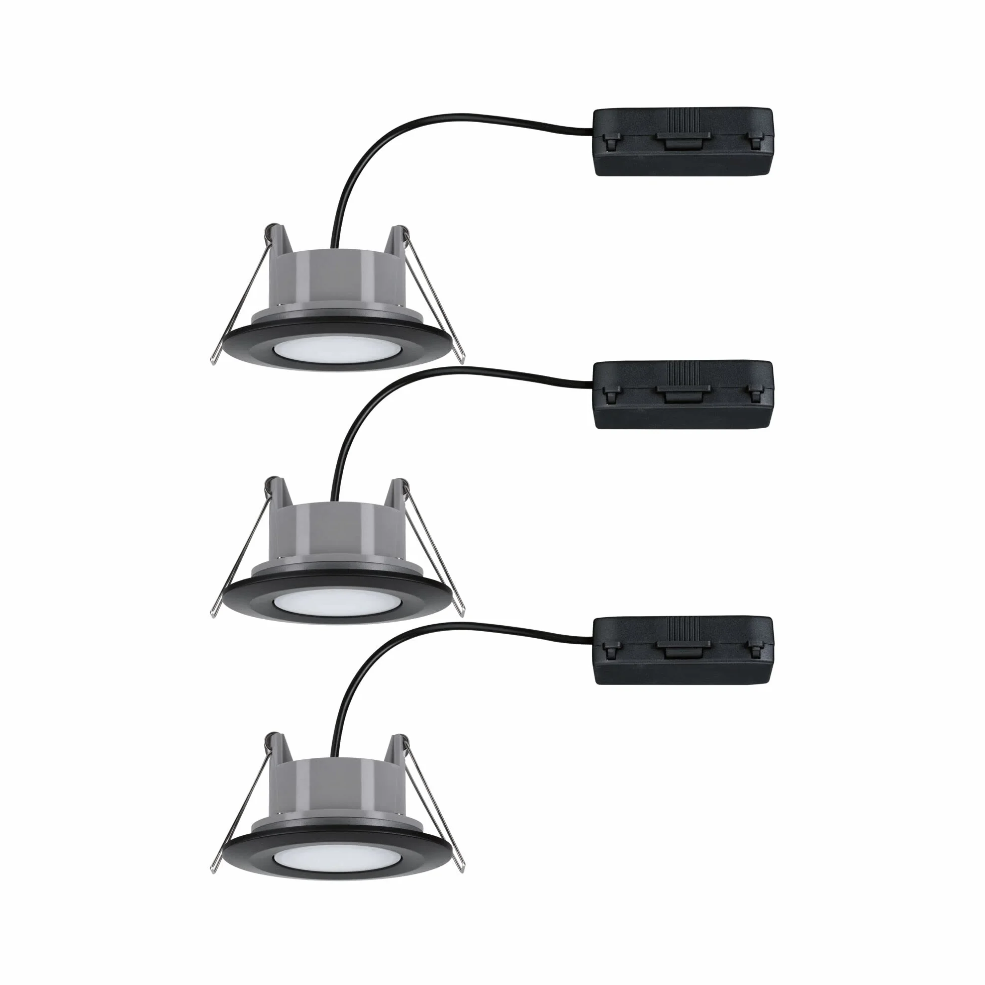 Paulmania LED oprawa wpuszczana Calla zestaw 3 szt. IP65 90mm 30° 550lm White Switch 5W czarny matowy 3000K