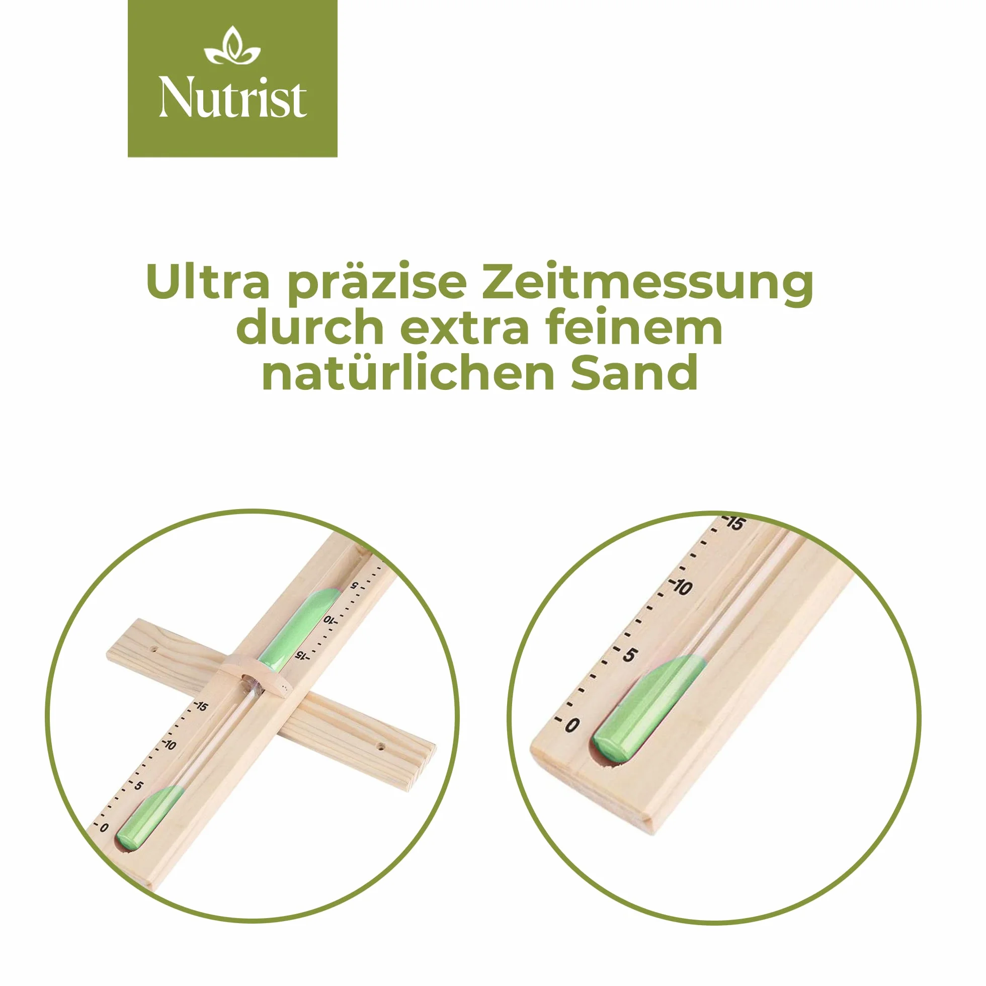 Klepsydra do sauny, 15 minut, w 100% zrównoważona gospodarka leśna, zielony piasek naturalny + 2 śruby ze stali nierdzewnej, szkło wytrzymałe i odporne na wysokie temperatury, zegar do sauny,