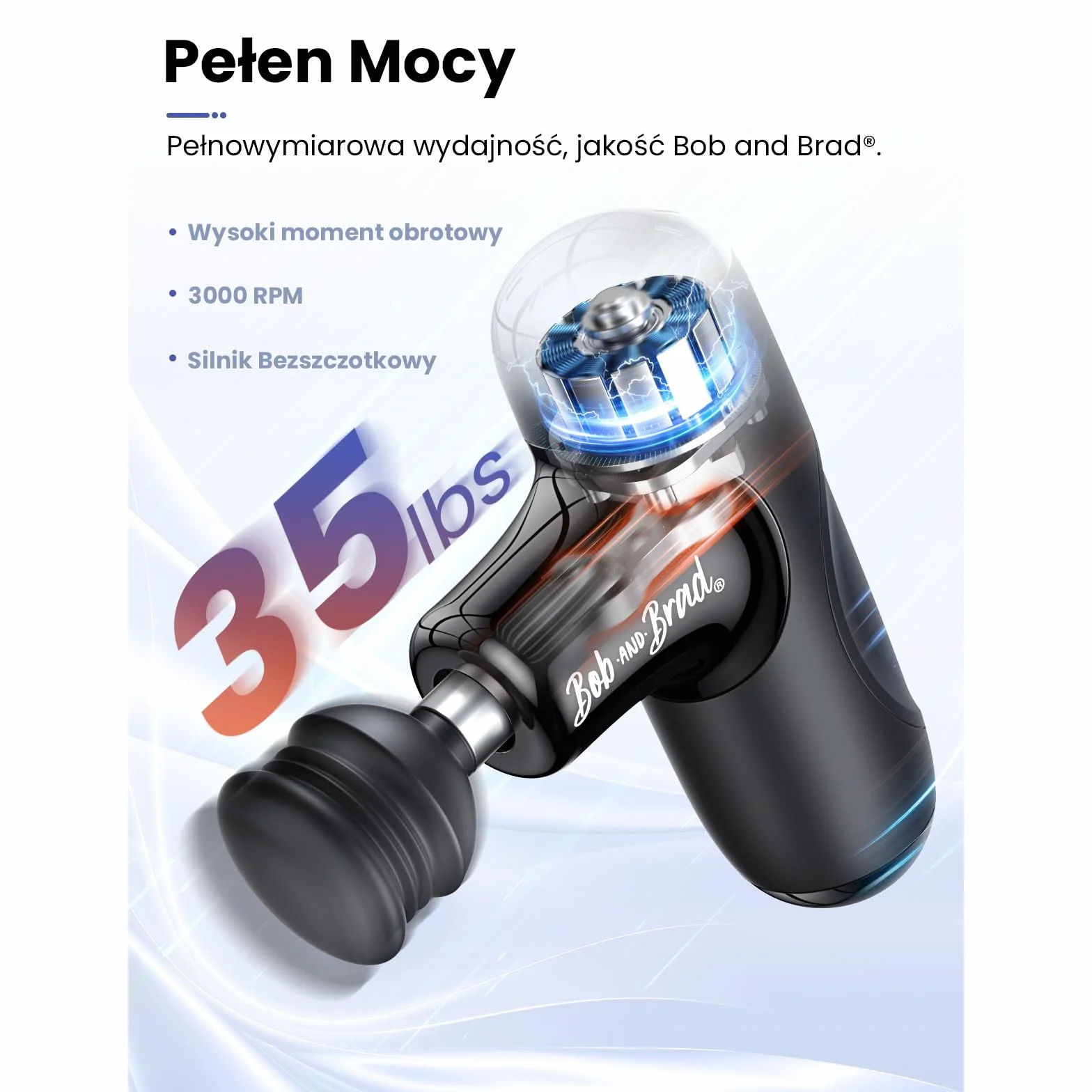 BOB AND BRAD Q2 Mini Pistolet do Masażu, Przenośny Masażer Mięśni Pleców i Barków, Cichy Silnik Bezszczotkowy, Szybkie Ładowanie USB-C, Etui Podróżne, do Biura, Podróży i Sportu, Czarny