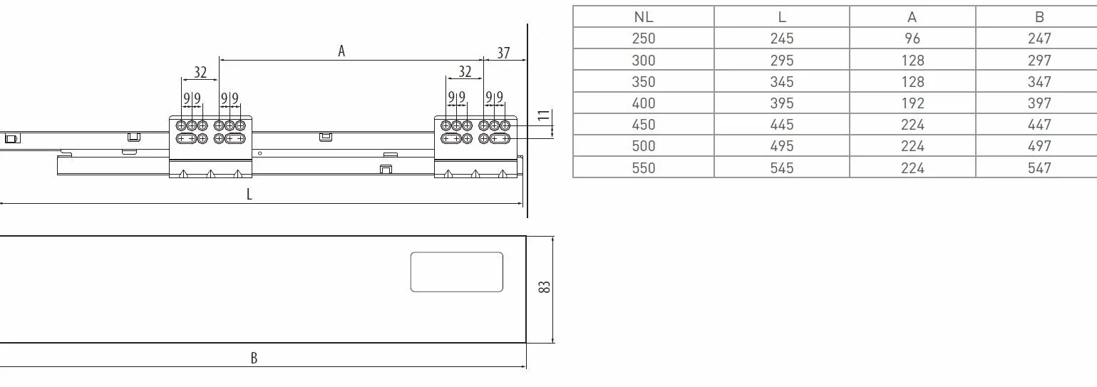 GTV - Modern Box szuflada I dł. = 450 mm wys. = 83 mm I biała I ciche zamykanie I obciążenie do 40 kg I Łatwa instalacja I synchronizacja drogi prowadzenia I PB-D-KPL450A1