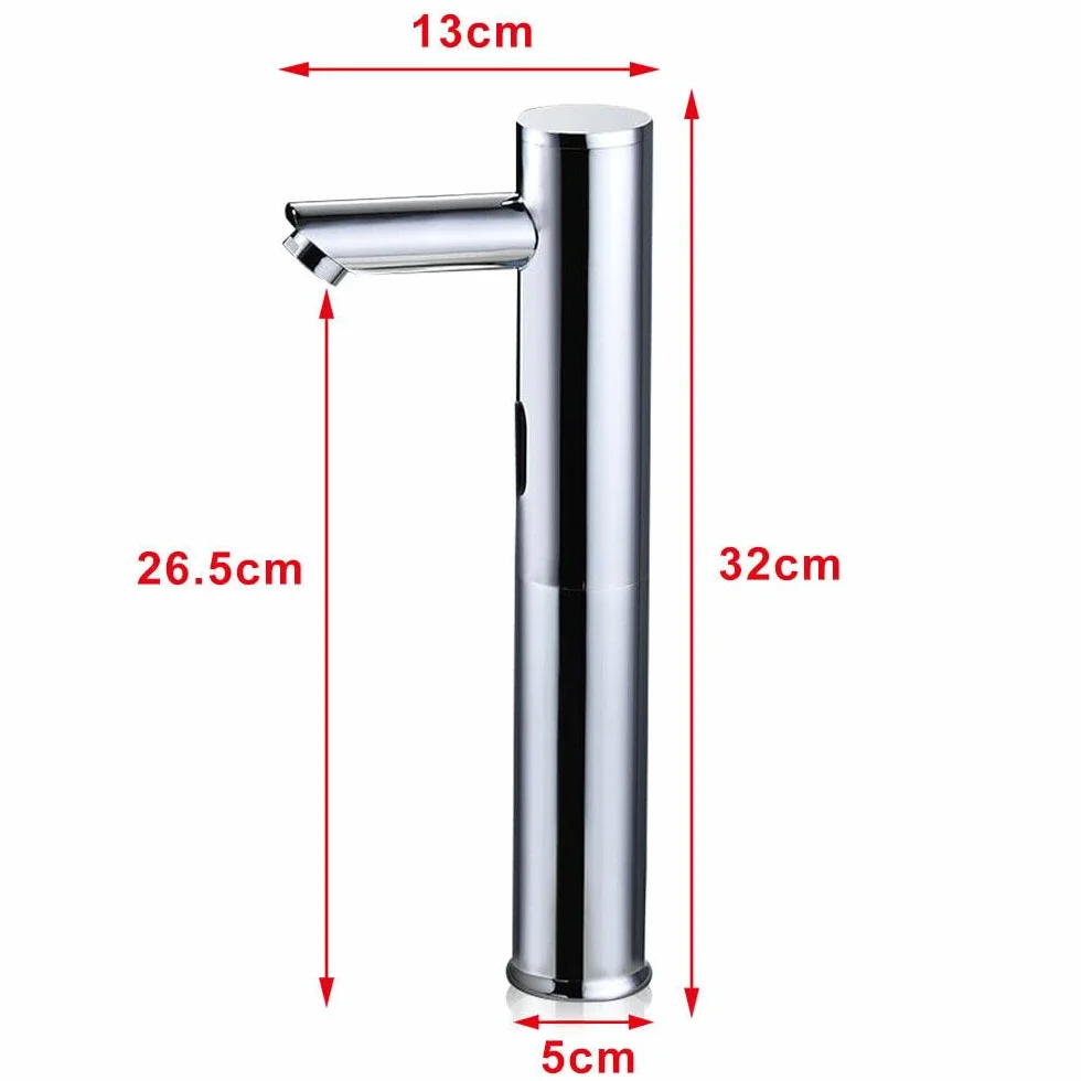 Bateria z czujnikiem podczerwieni, automatyczna bateria umywalkowa, mieszakowa, bezdotykowa, do łazienki, toalety, kuchni, hotelu (32 cm)