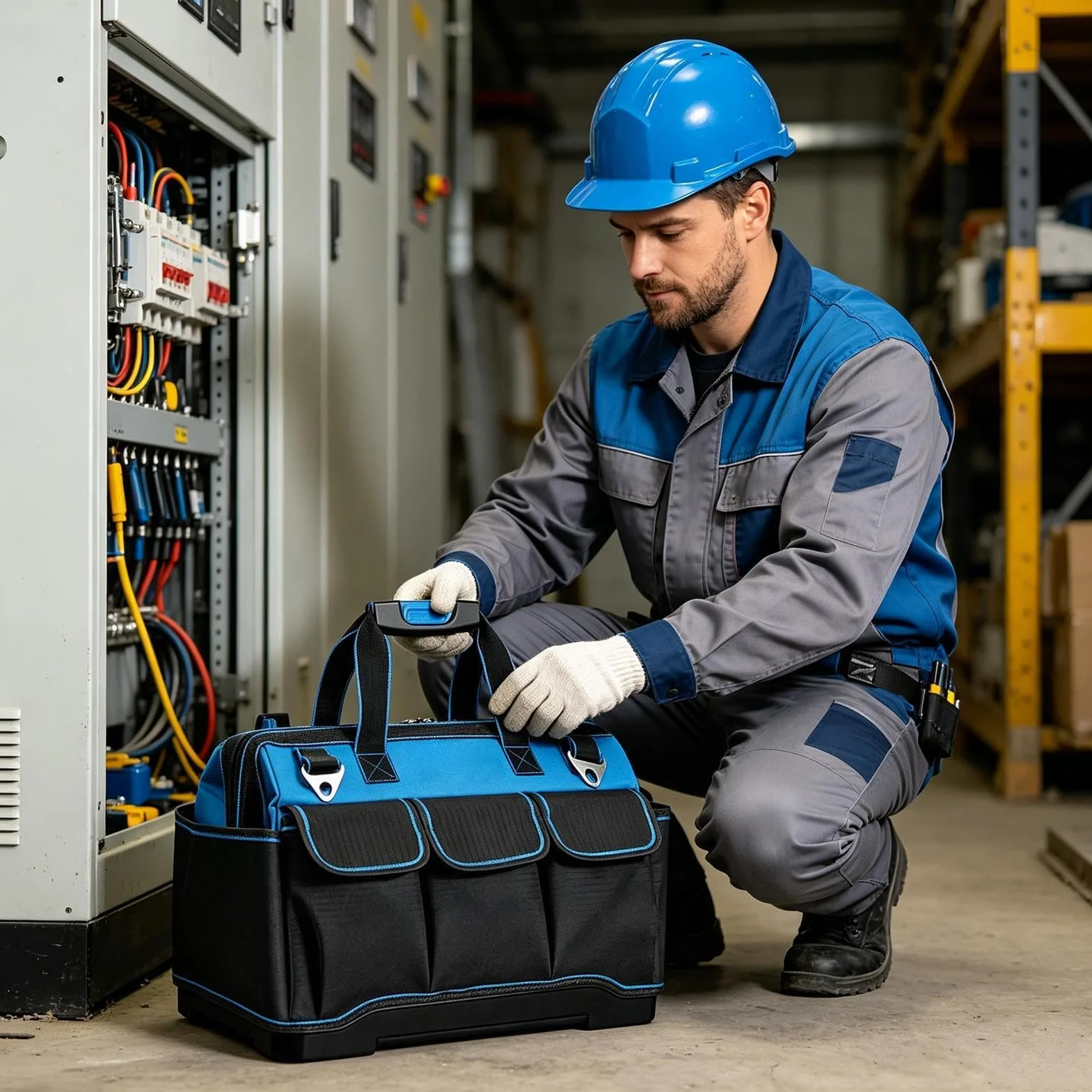 Torba Narzędziowa Elektryka Organizer Wielokieszeniowy Oxford | Torba Narzędziowa Typu Tote Ze Sztywnym Dnem Do Budowy Dom Garaż Warsztat Dla Taty Elektryka Mechanika Stolarza