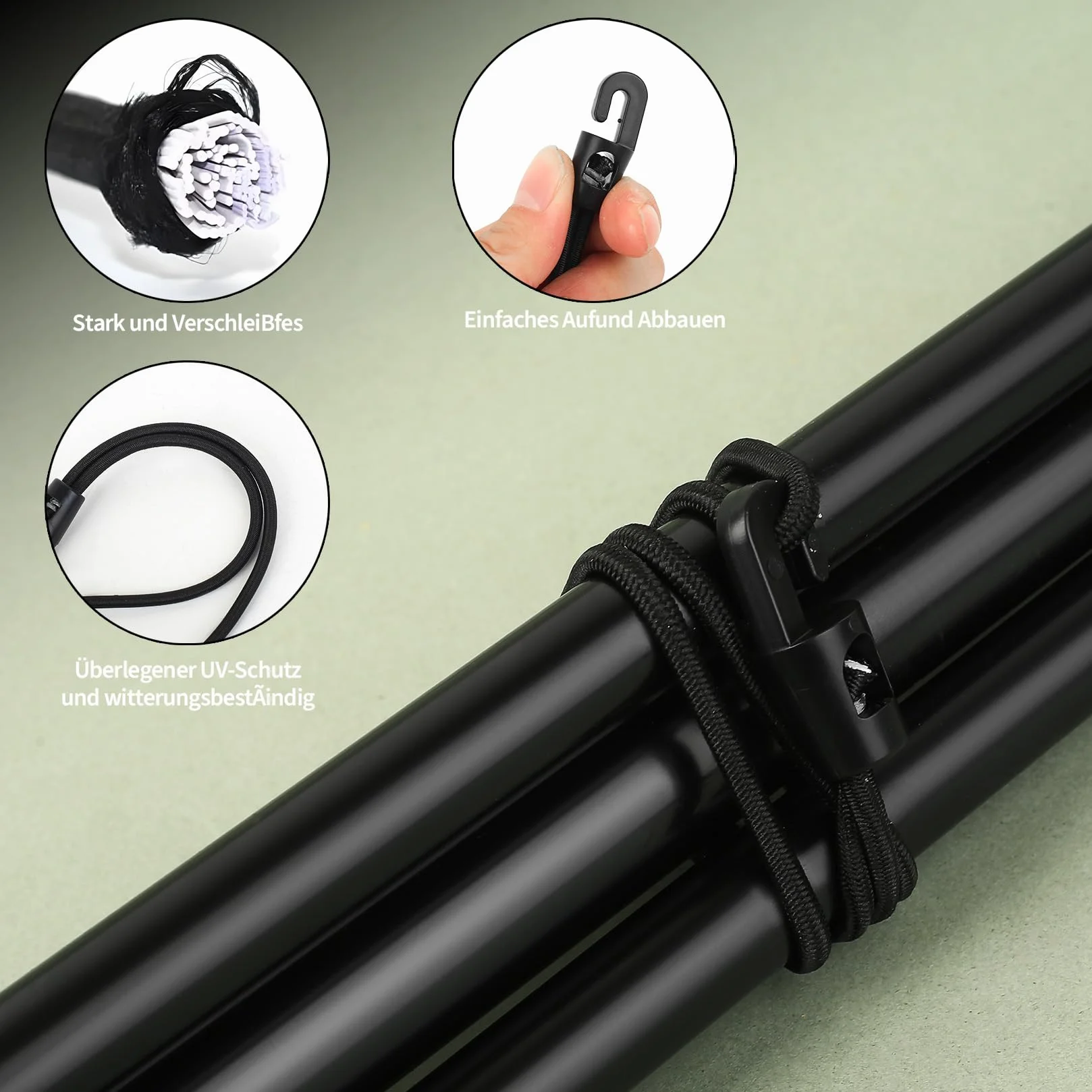 35 szt. krótkich sznurków bungee z haczykami, wytrzymałe paski bungee z haczykami, 25 cm, odporne na promieniowanie UV, czarne, bungee, elastyczne paski z haczykiem, do zabezpieczania bagażu, mebli