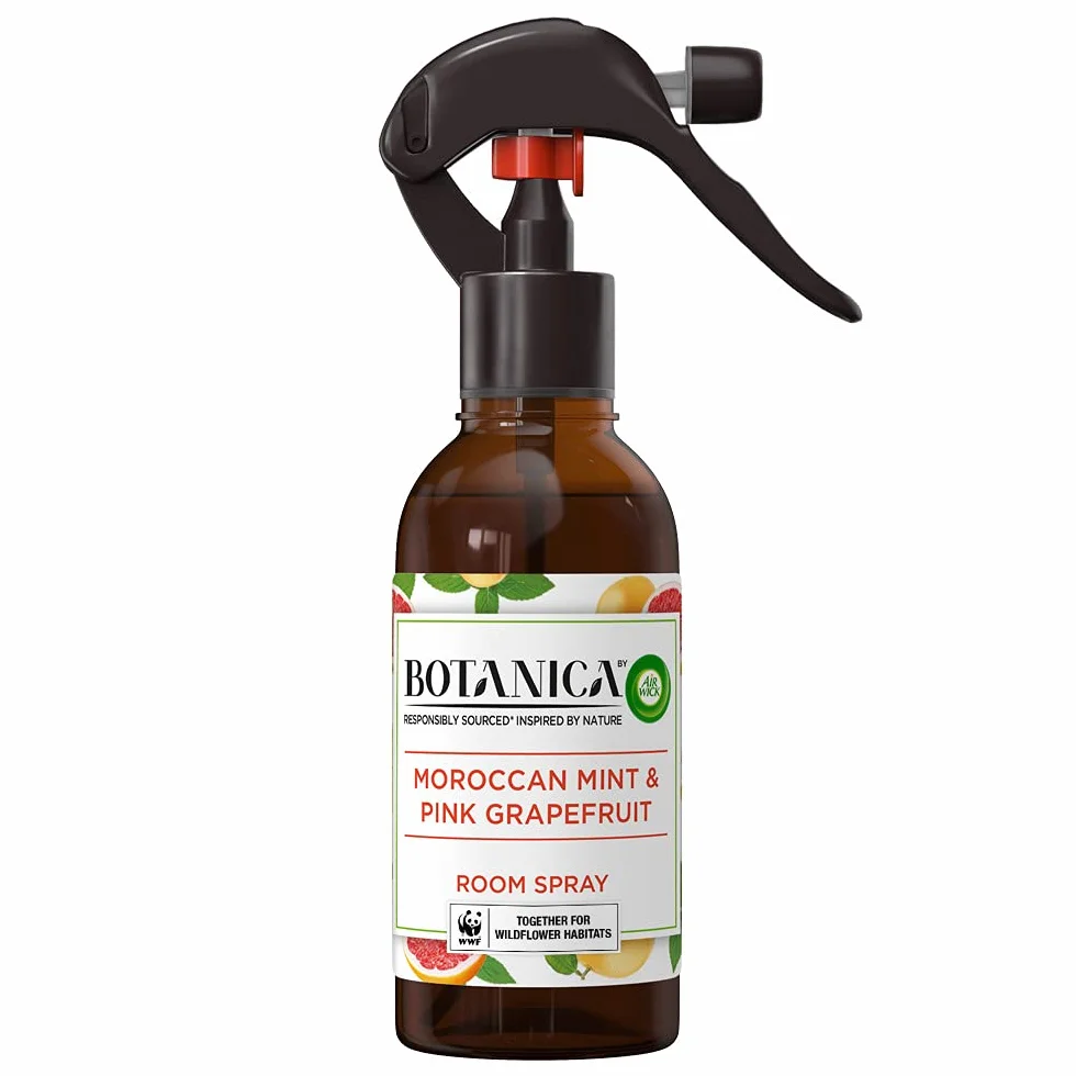 Airwick Botanica odświeżacz powietrza w sprayu do pokoju, marokańska mięta i różowy grejpfrut, 236 ml