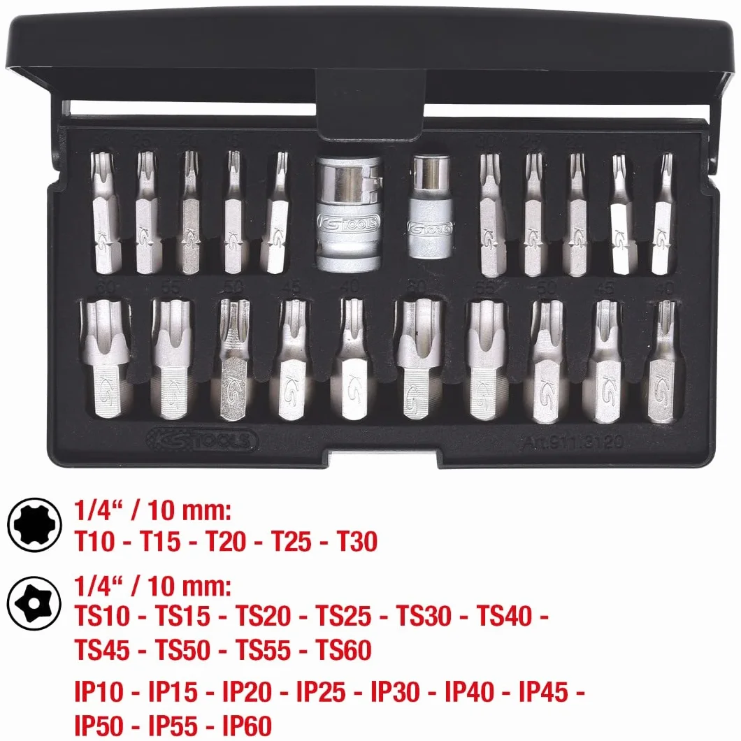 KS Tools 911.3120 Zestaw kluczy nasadowych Torx plus 22-szt