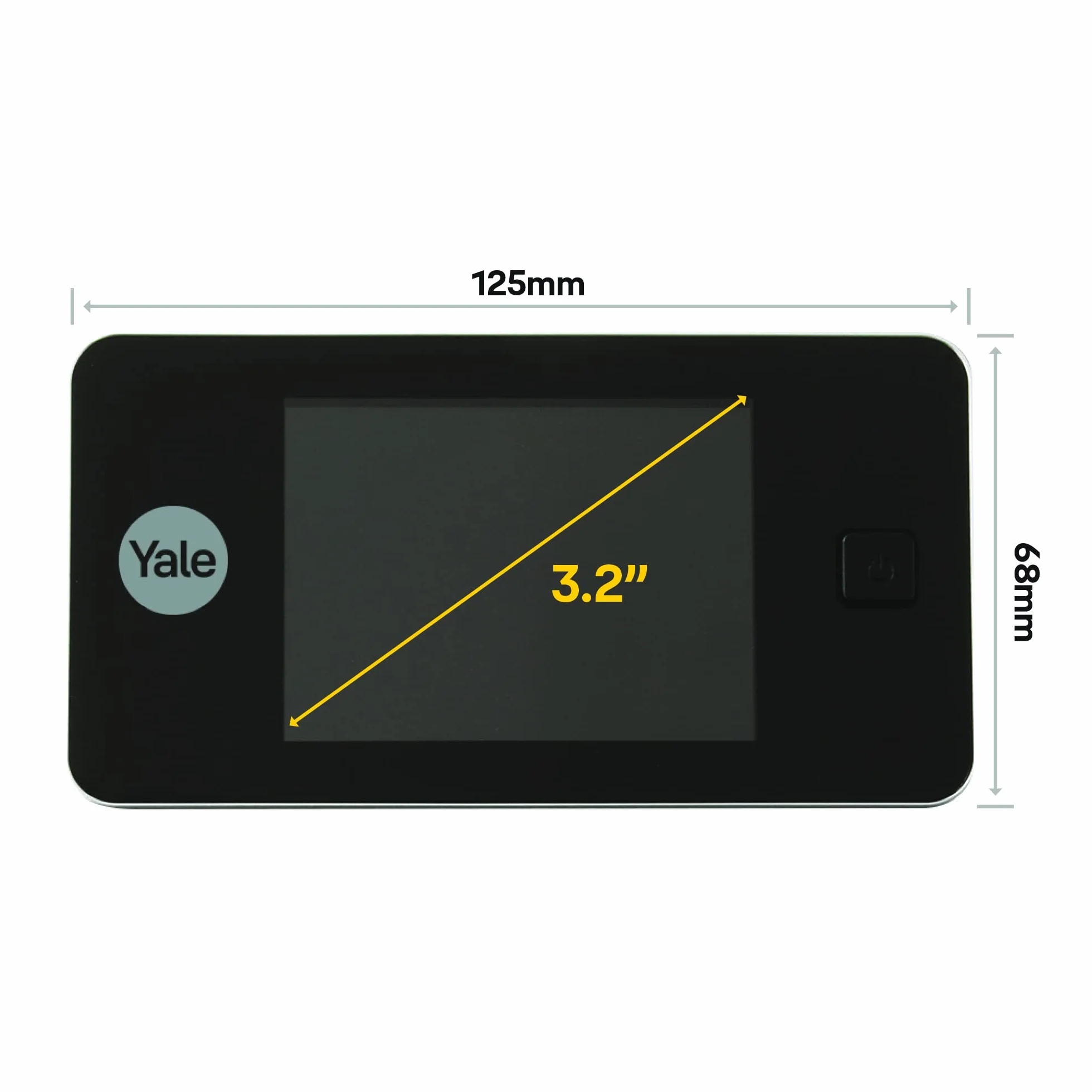 Yale Elektroniczny Wizjer Drzwiowy 3.2 Calowy Ekran LCD Kąt Widzenia 105⁰ srebrno-czarny