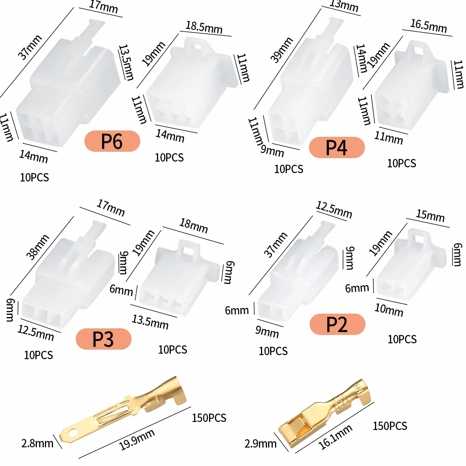 380 sztuk Automotive Connector Kit, 2.8mm 2/3/4/6 Pin Electric Cable Connector Kit, Automotive Terminal Block for Motorbike, Cars, Truck, Scooter