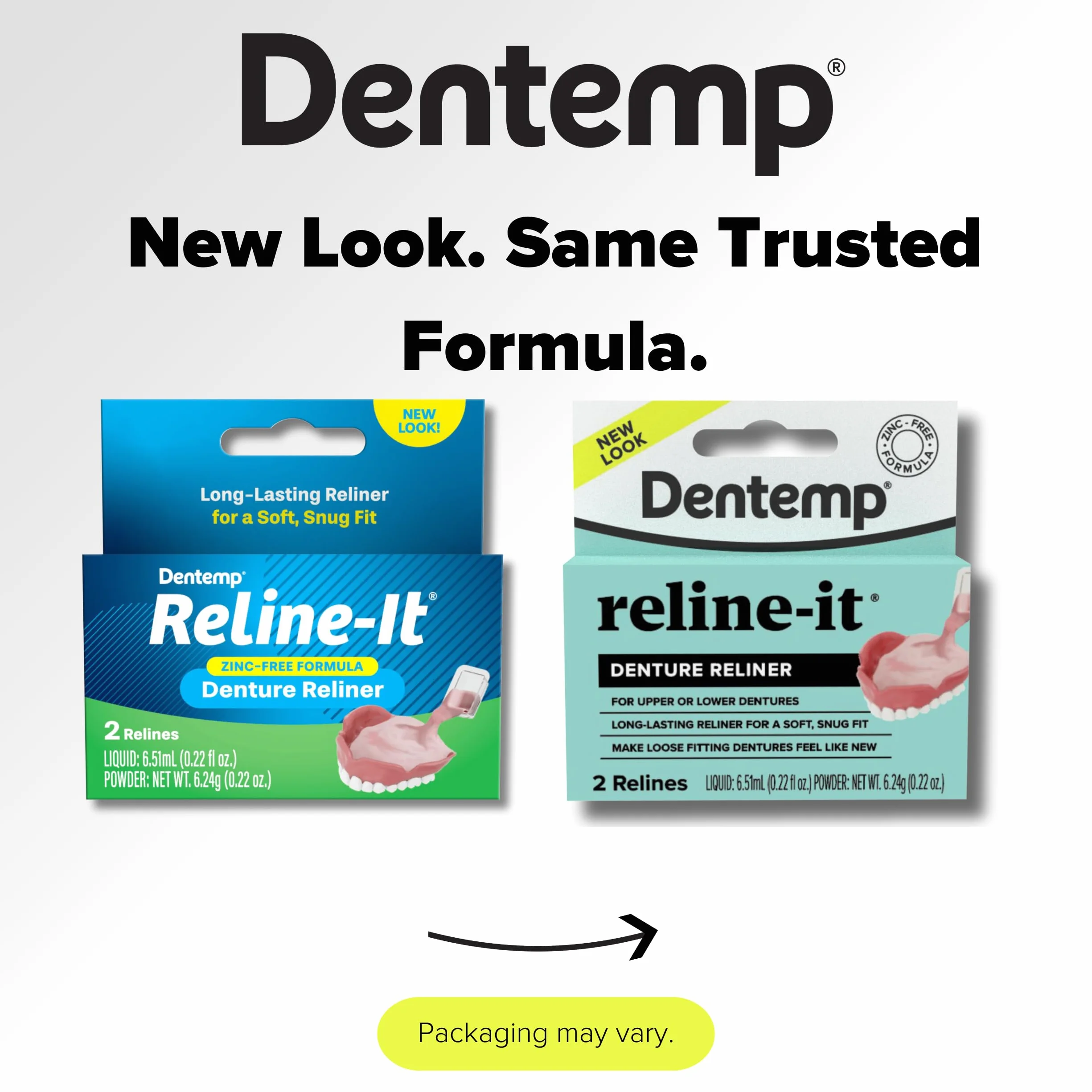 Dentemp Zestaw do zmiany protezy – Advanced Formula Reline It Denture Reliner – zestaw protez do naprawy i dokręcania protez zarówno górnych, jak i dolnych