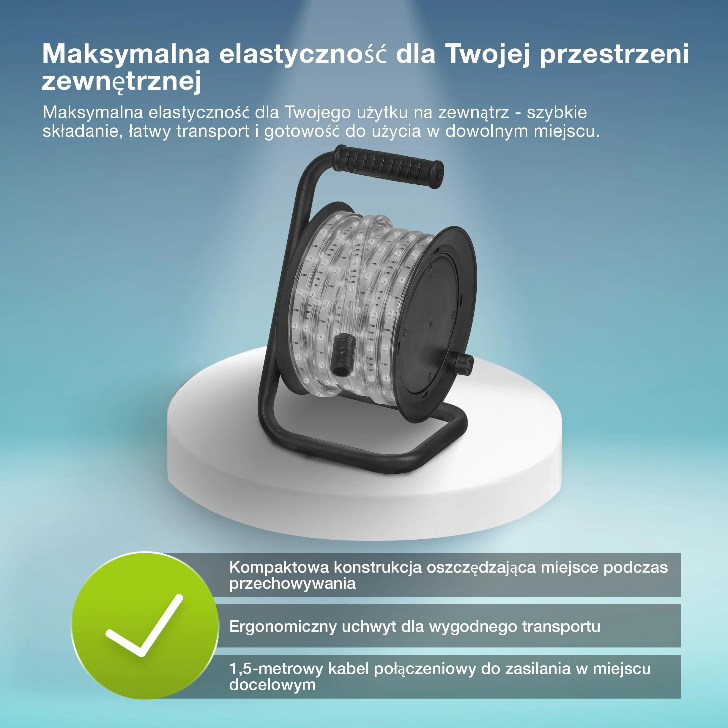 OSRAM Taśma LED Outdoor Flex 10M IP65, chłodna biel, możliwość przedłużenia do 50 m, w tym bęben kablowy, akcesoria montażowe, kabel połączeniowy