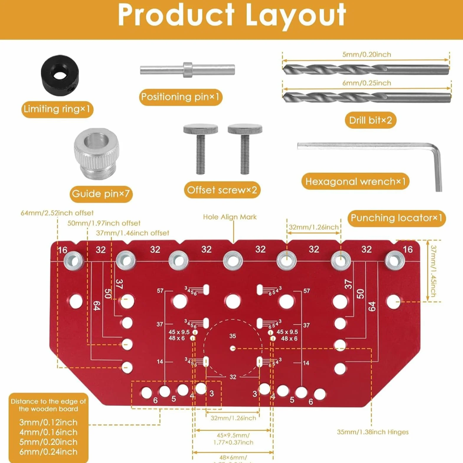 Szablon do Okuć Meblowych Przewodnik do Wiercenia Otworów w Szufladach | Narzędzie Szablonowe Do Rączek Szafek Dla Profesjonalistów Majsterkowiczów Stolarstwa Domowego