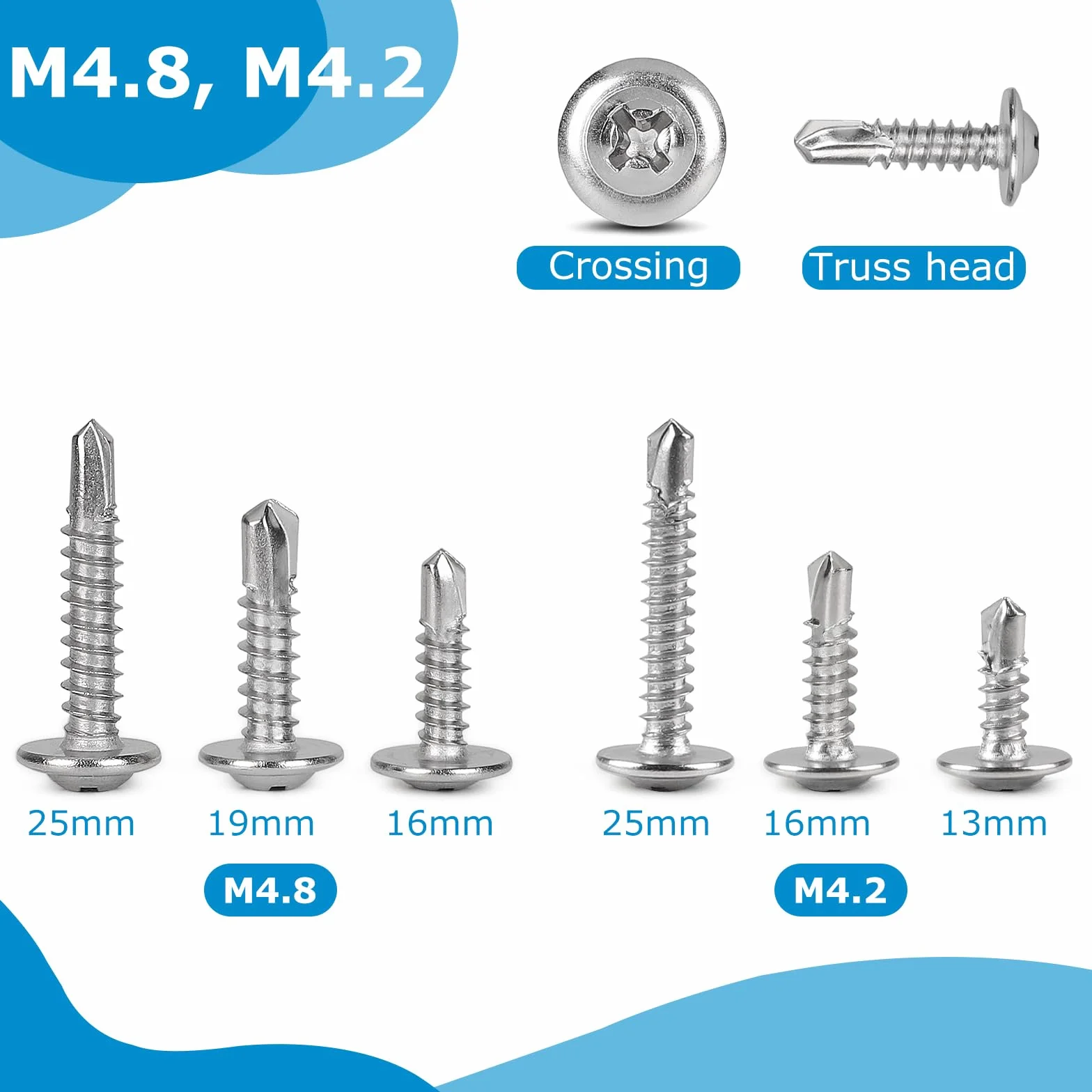 Wkręty do blachy M4,2 x 25 mm ze stali nierdzewnej płaskie z łbem wpuszczanym Phillips 300 sztuk