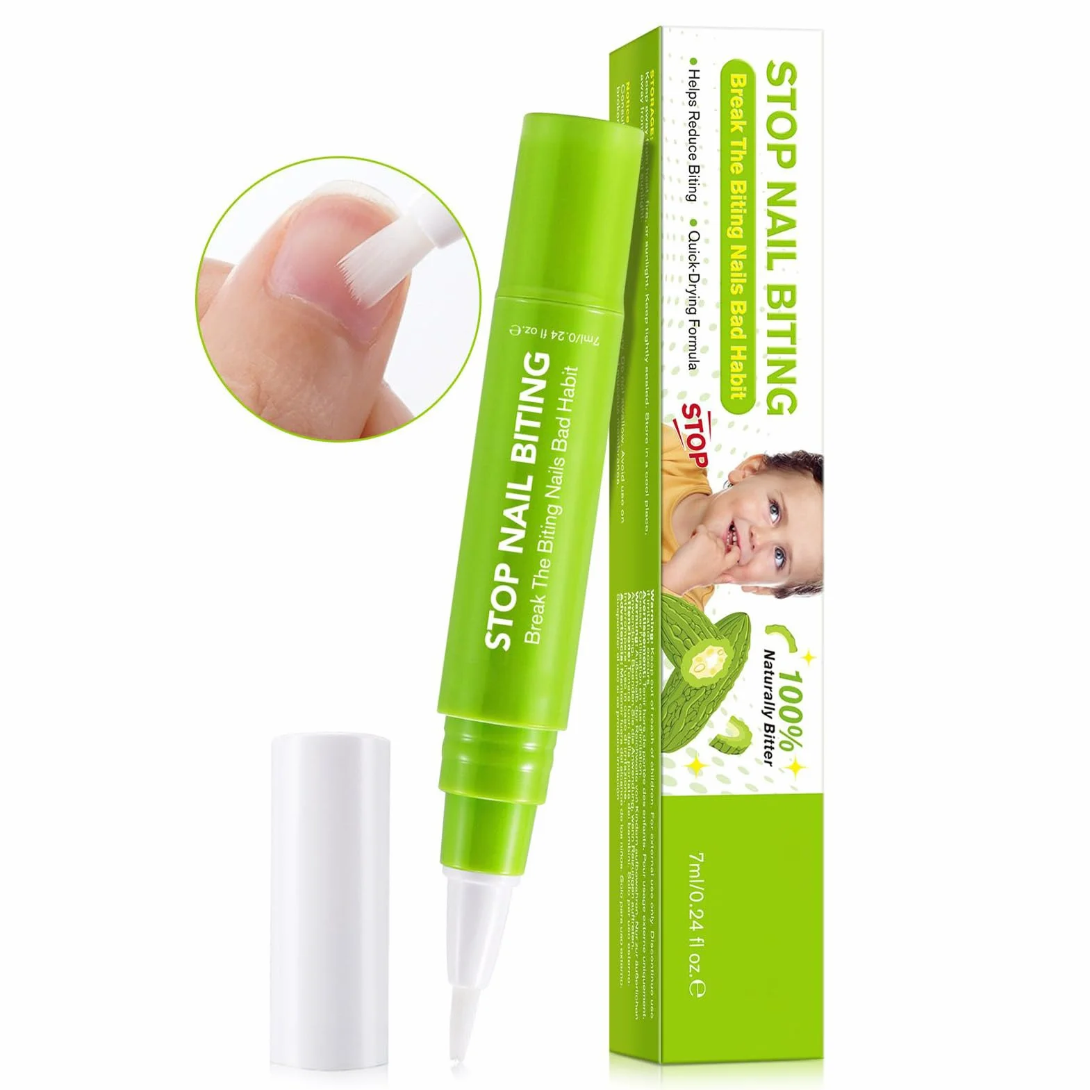 No Bite Nail Polish 7ml Anti-Nail Biting Prevention Click Pen Stop Nails Biting Habits