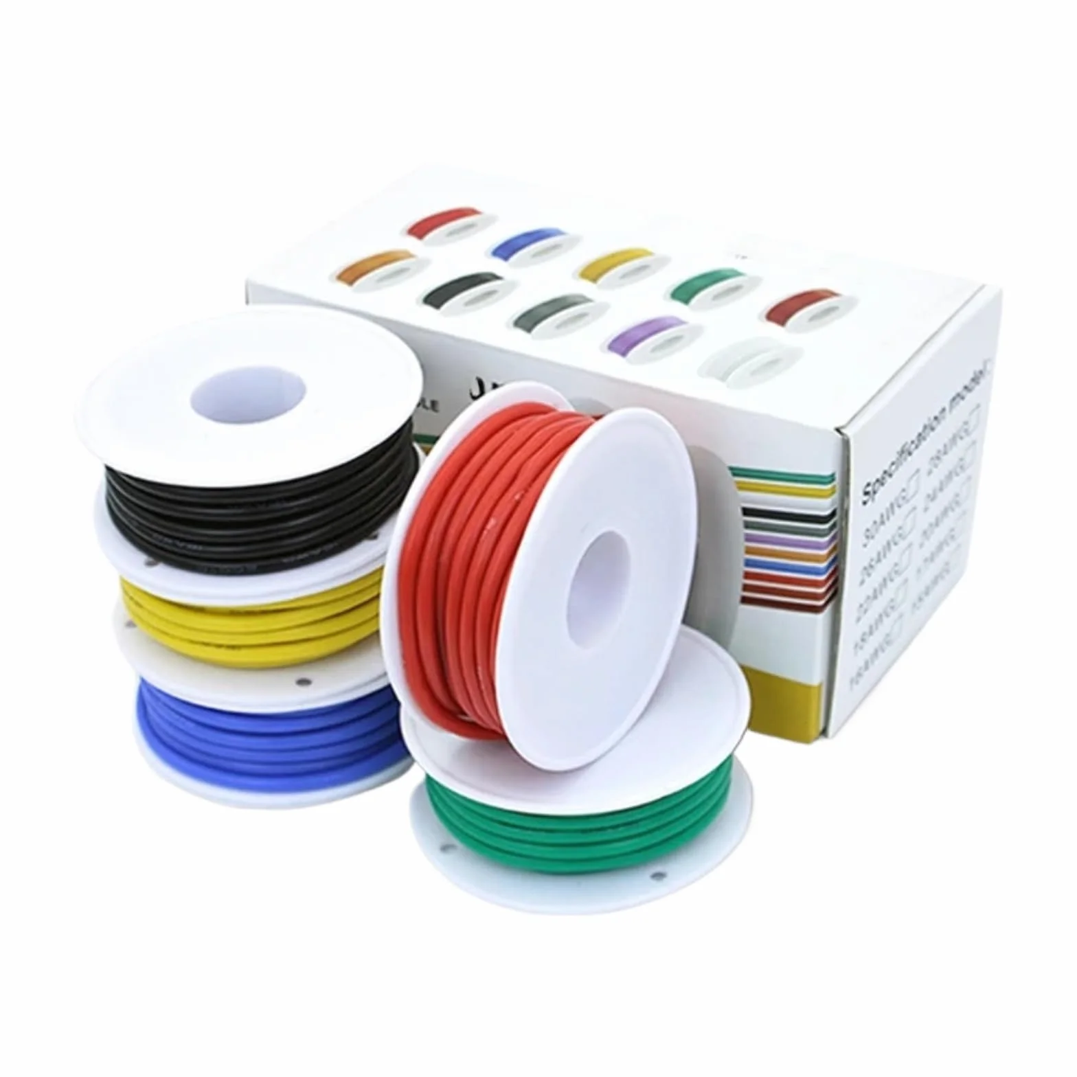 24 22 20 AWG Kable elektryczne z miękkiego krzemu 24-20 kolorów 5 każdy 16,4 ft/5 m lub 32,8 ft/10 m (Box 1; 5 kolorów x 10 metrów; 24 AWG)