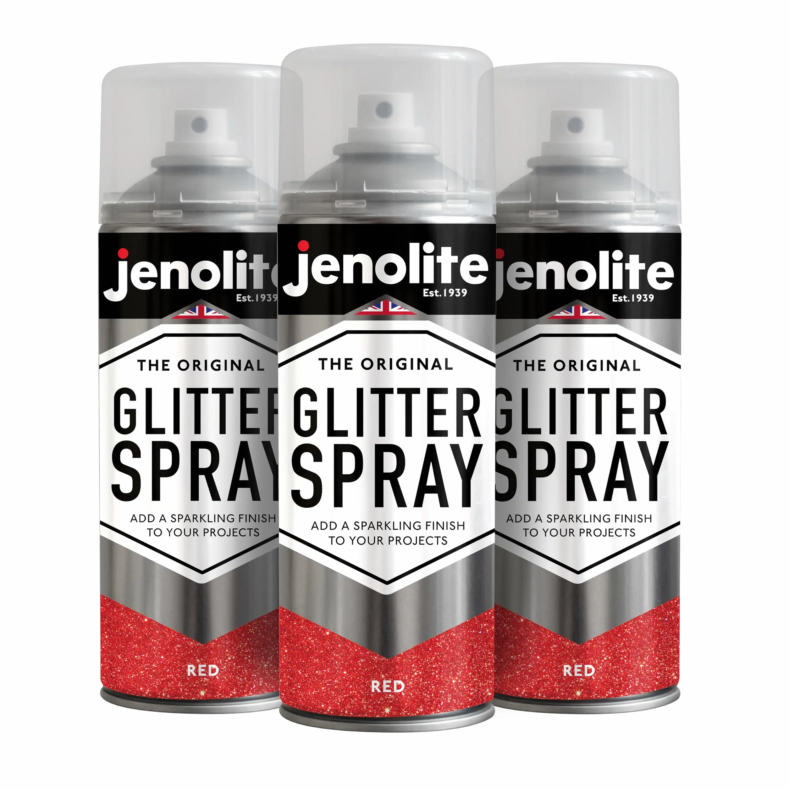 JENOLITE Lakier brokatowy w sprayu CZERWONY Multisurface 3 x 400 ml