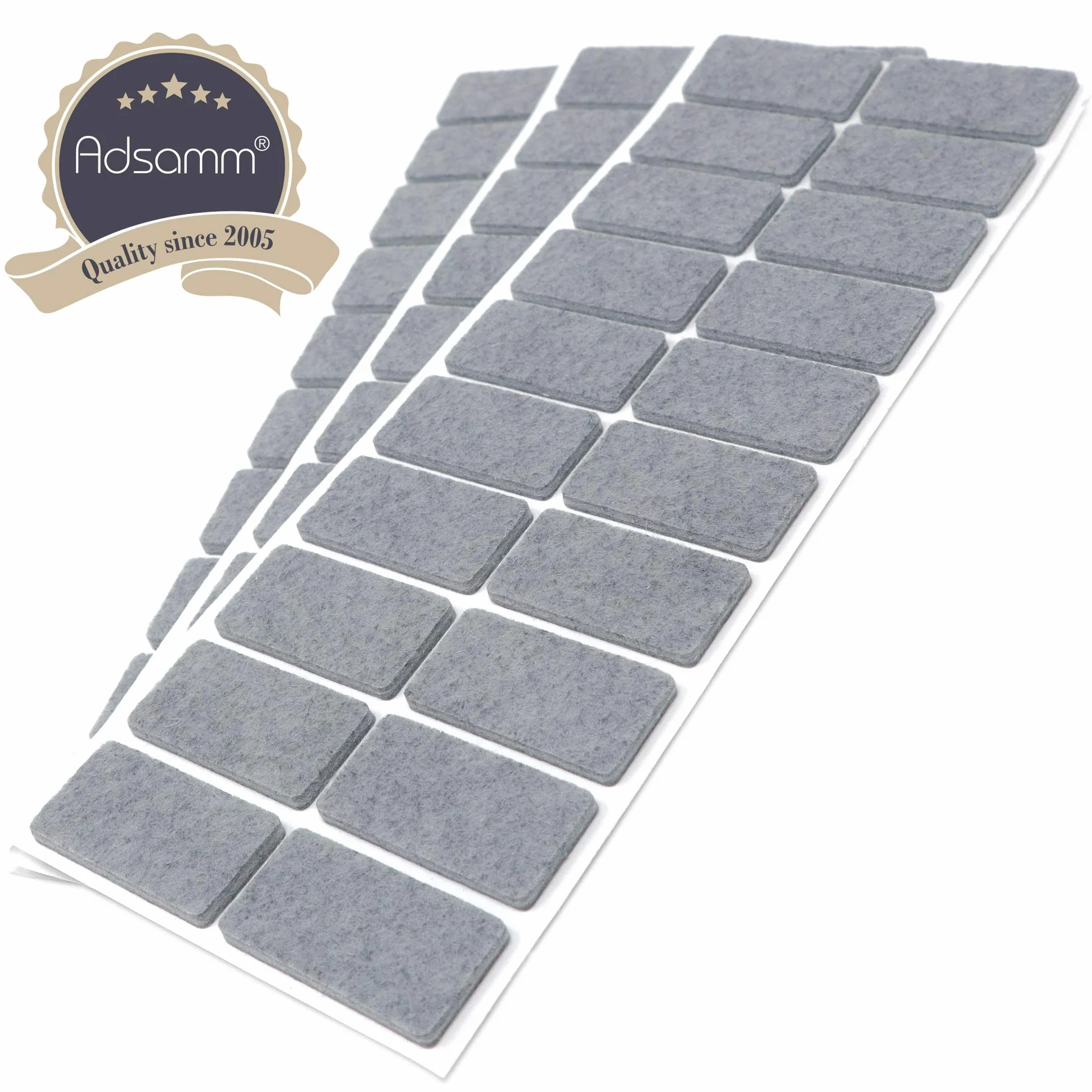 Adsamm FP-35-SA-GR-2040-20-3 FP-35-SA-GR-2040-20 60 x podkładki filcowe, szare, 20x40 mm